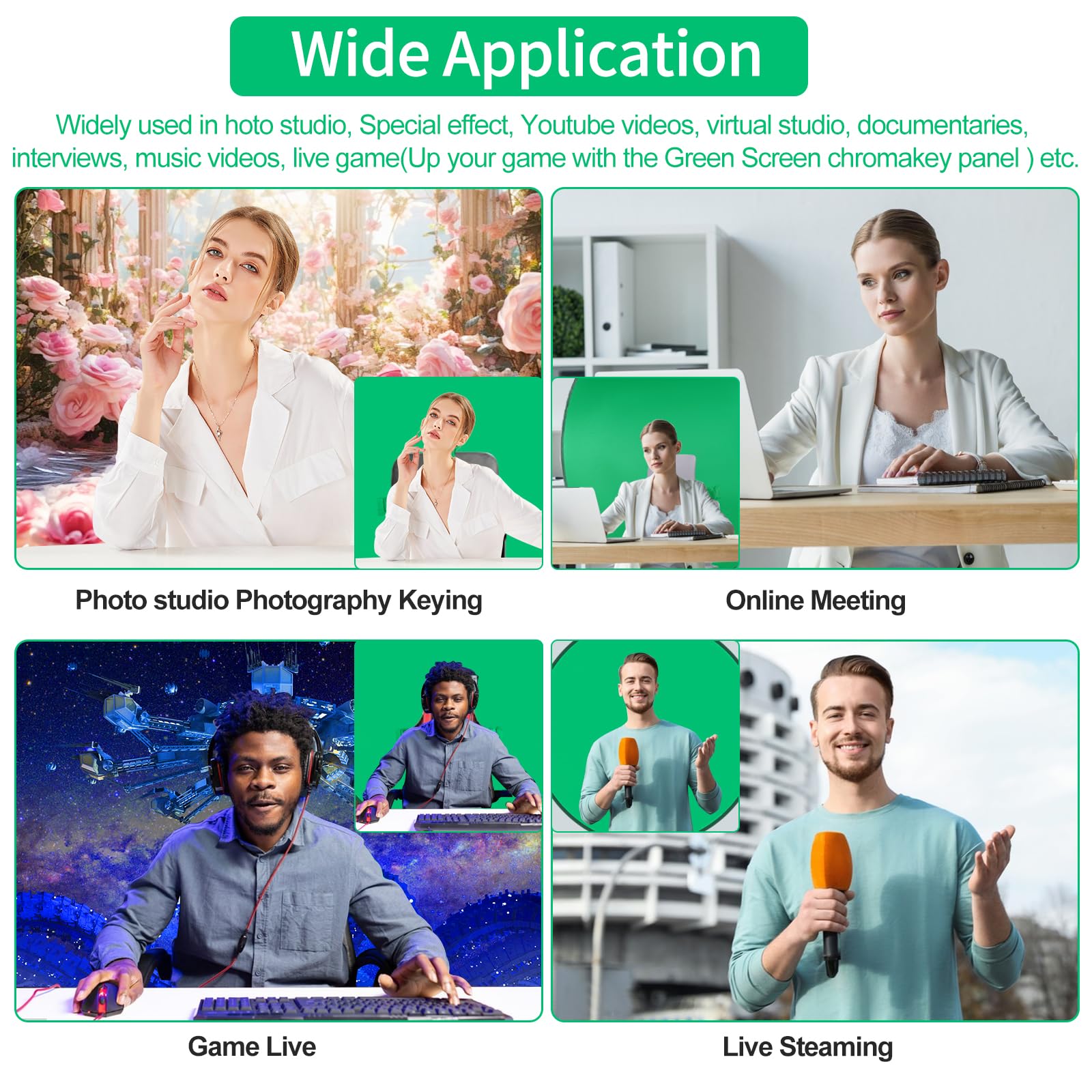 Green Screen Background With Stand,56 In Collapsible Greenscreen Backdrop,Pop Up Green Screen With Storage Bag,Portable Backdrop