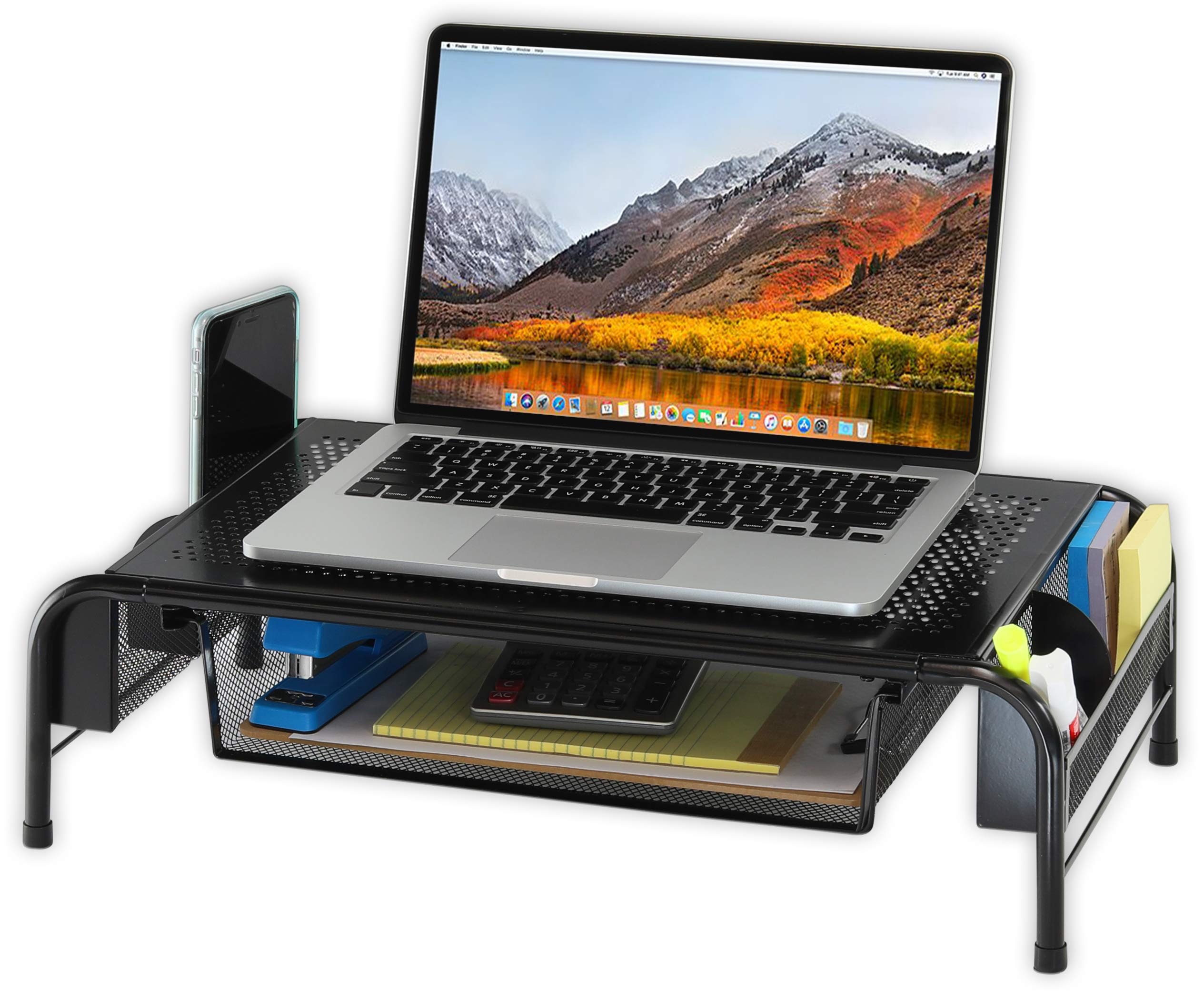 Simple Houseware Metal Desk Monitor Stand Riser With Organizer Drawer