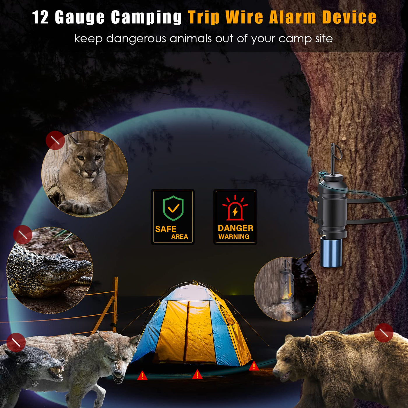 tent alarm system 6 Pack Trip Alarm, 12 Gauge Perimeter Trip Alarm, Early Warning Security System for Camping and Property Safety/Bear Deterrent – Electroeshop