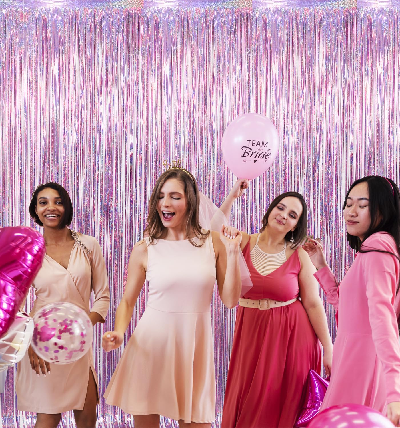 Goer 3.2 Ft X 8.2 Ft Metallic Tinsel Foil Fringe Curtains Party Photo Backdrop Party Streamers For Birthday,Graduation,New Year