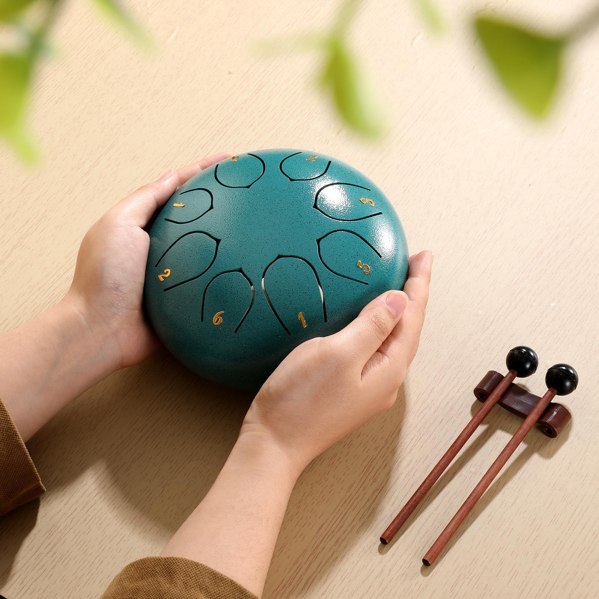 Steel Tongue Drum, 6 Inch 8 Note Steel Hand Drum with Bag, Music Book, Drumsticks, Mallet Holder and Finger Paddles, for Camping