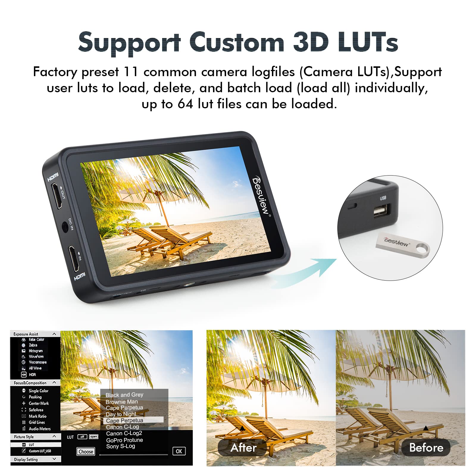 Desview R5Ii Camera Field Monitor, 5.5 Inch 800Nits Touch Screen Camera Monitor 4K Hdmi Full Hd 1920X1080 Ips With 3D Lut Wavefo