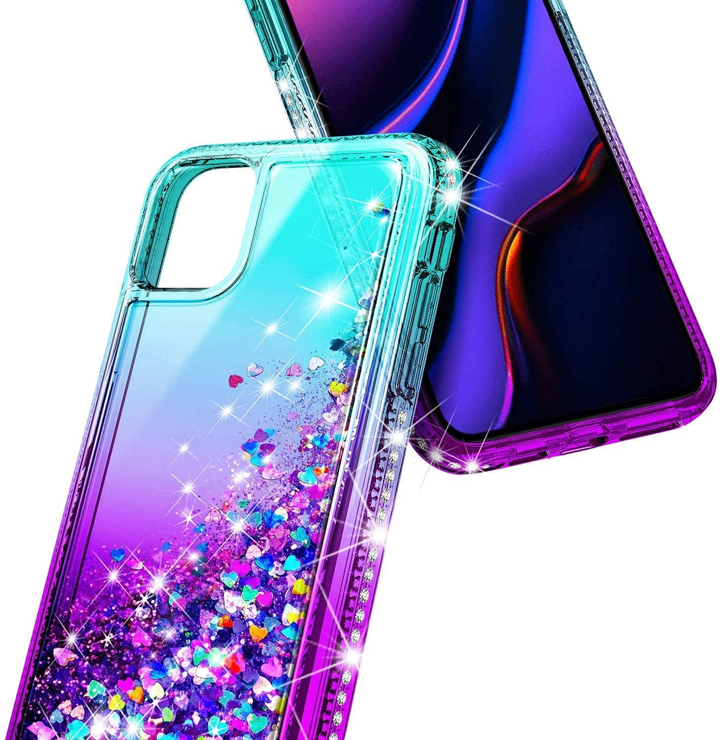 Ngb Compatible With Iphone 11 Pro Max Case With Tempered Glass Screen Protector, Ring Holder/Wrist Strap, Girls Women Liquid Bli