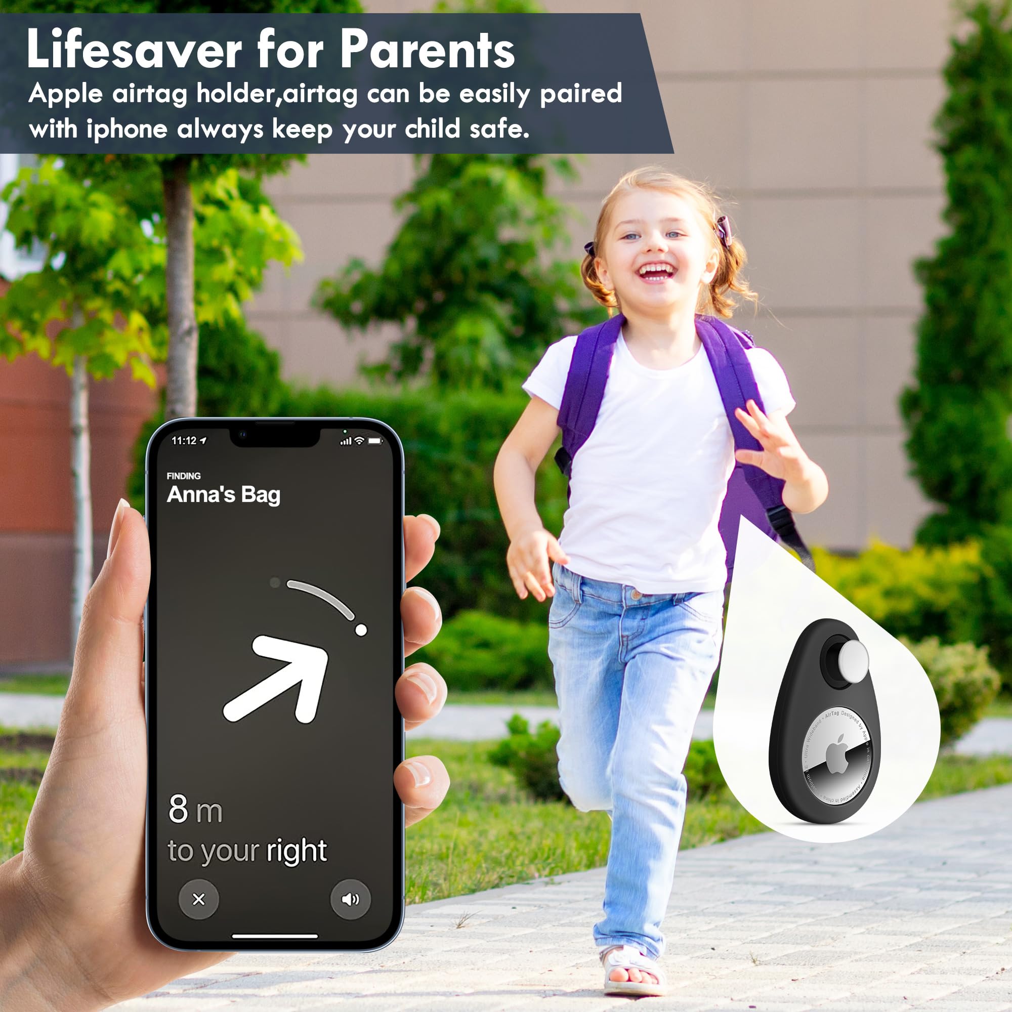 Lulaven Airtag Holder For Kids Hidden 2 Pack Gps Tracker Case, Anti Removal Airtag Silicone Case With Pins, Suitable For Childre
