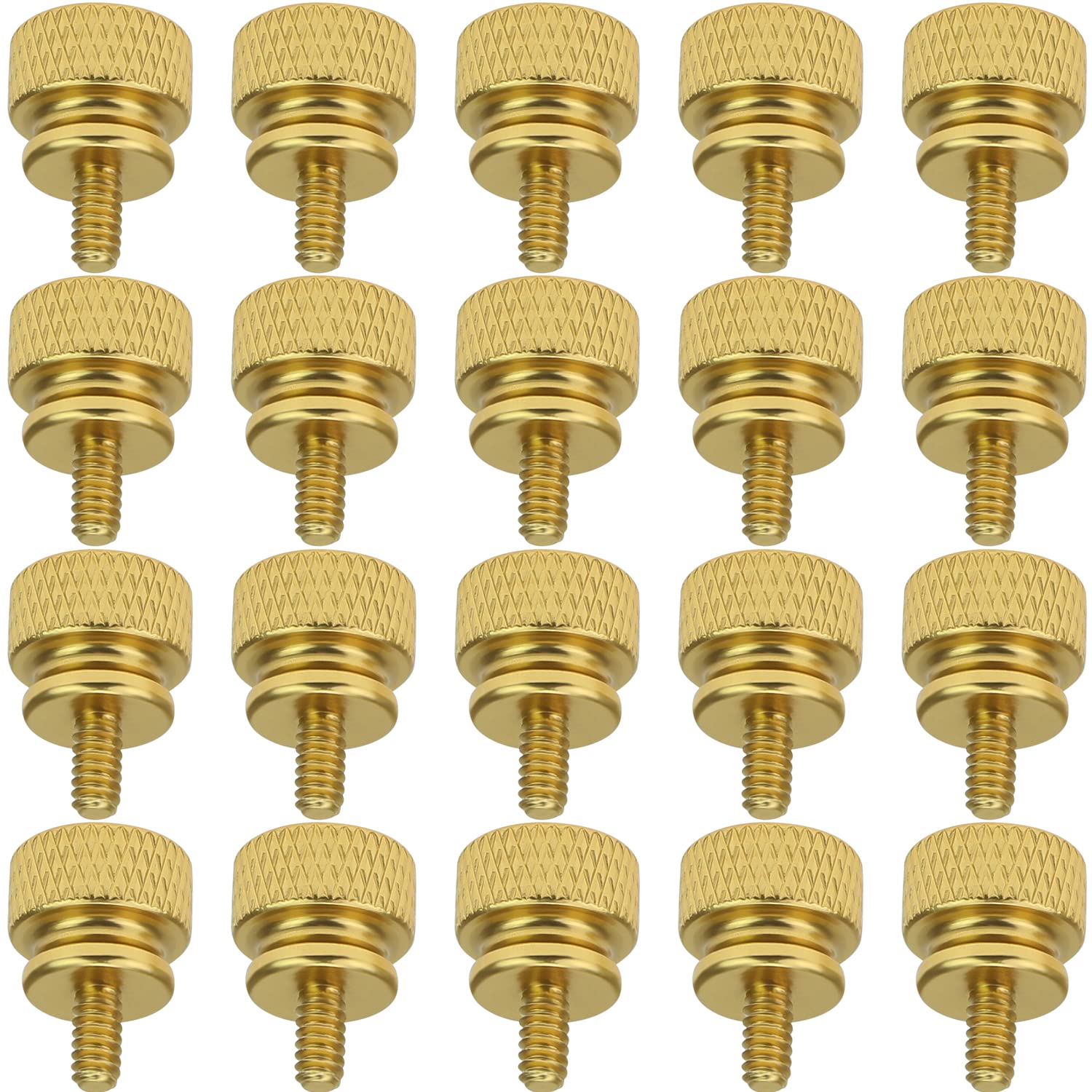 Helifouner 20 Pieces 6 32 Thread, Gold Color Anodized Aluminum Computer Case Thumbscrews, Thumb Screws For Computer Case/Cover/P