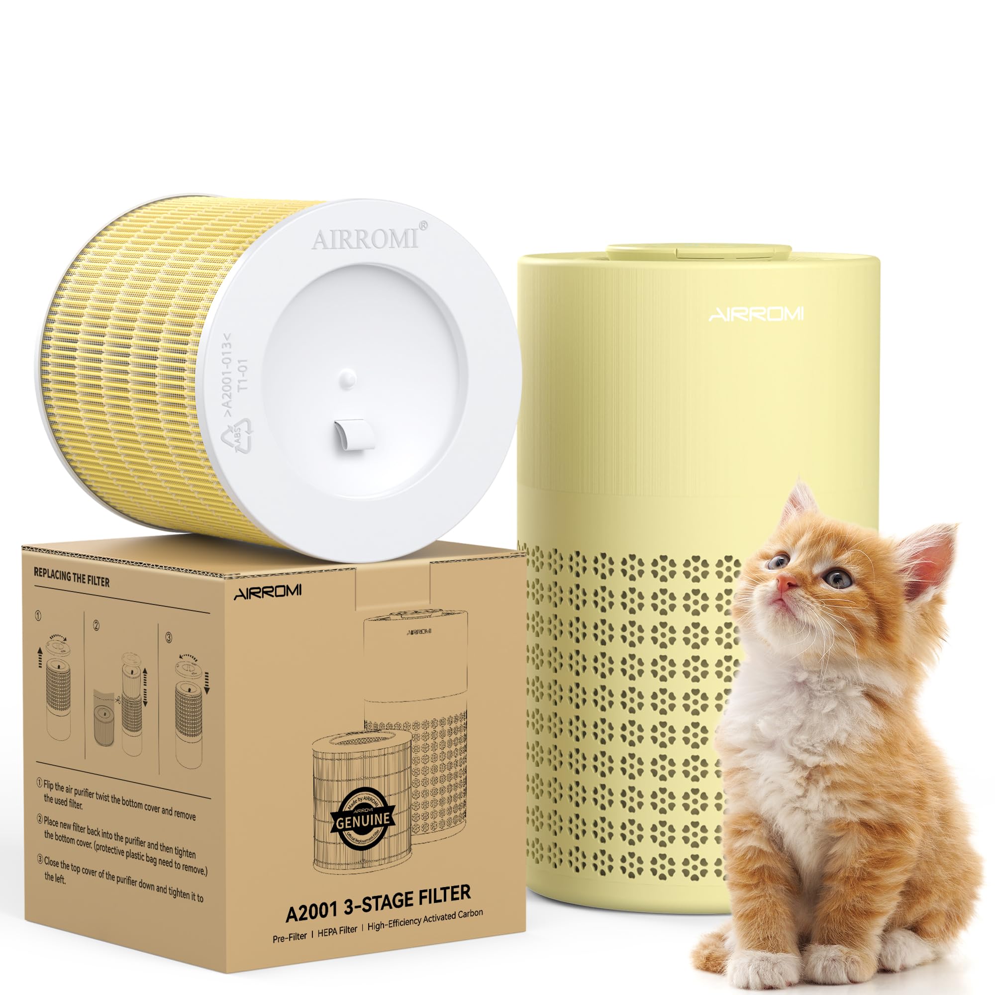 Airromi Air Purifier For Bedroom With Hepa Fet Filters, Pet Air Purifiers For Home Cat Pee Smell, Covers Up To 990Ft, Quiet 360