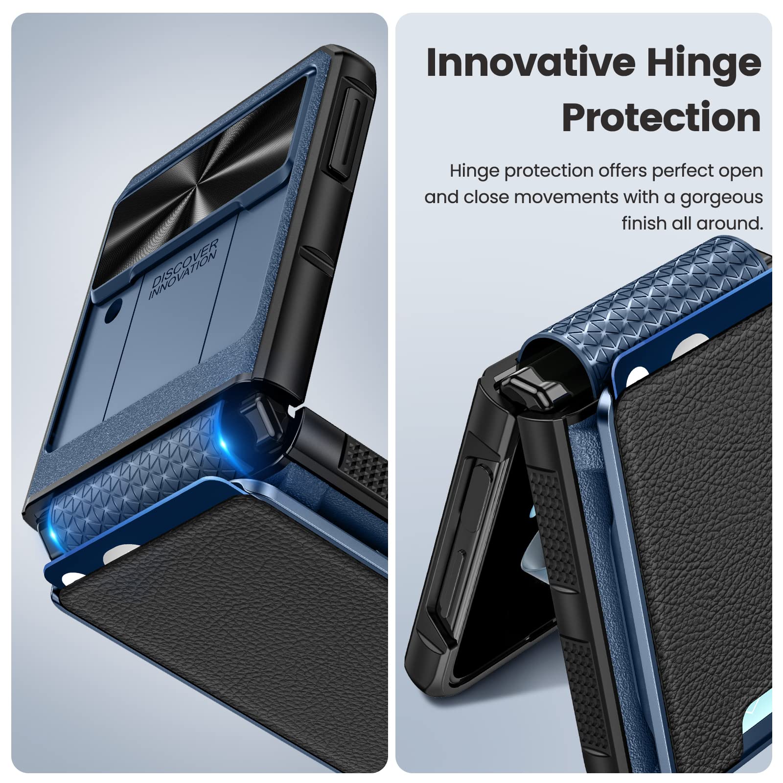 Caka For Samsung Flip 4 Case, Galaxy Z Flip 4 Case Wallet With Card Holder Camera Cover & Hinge Protection Magnetic Leather Cove