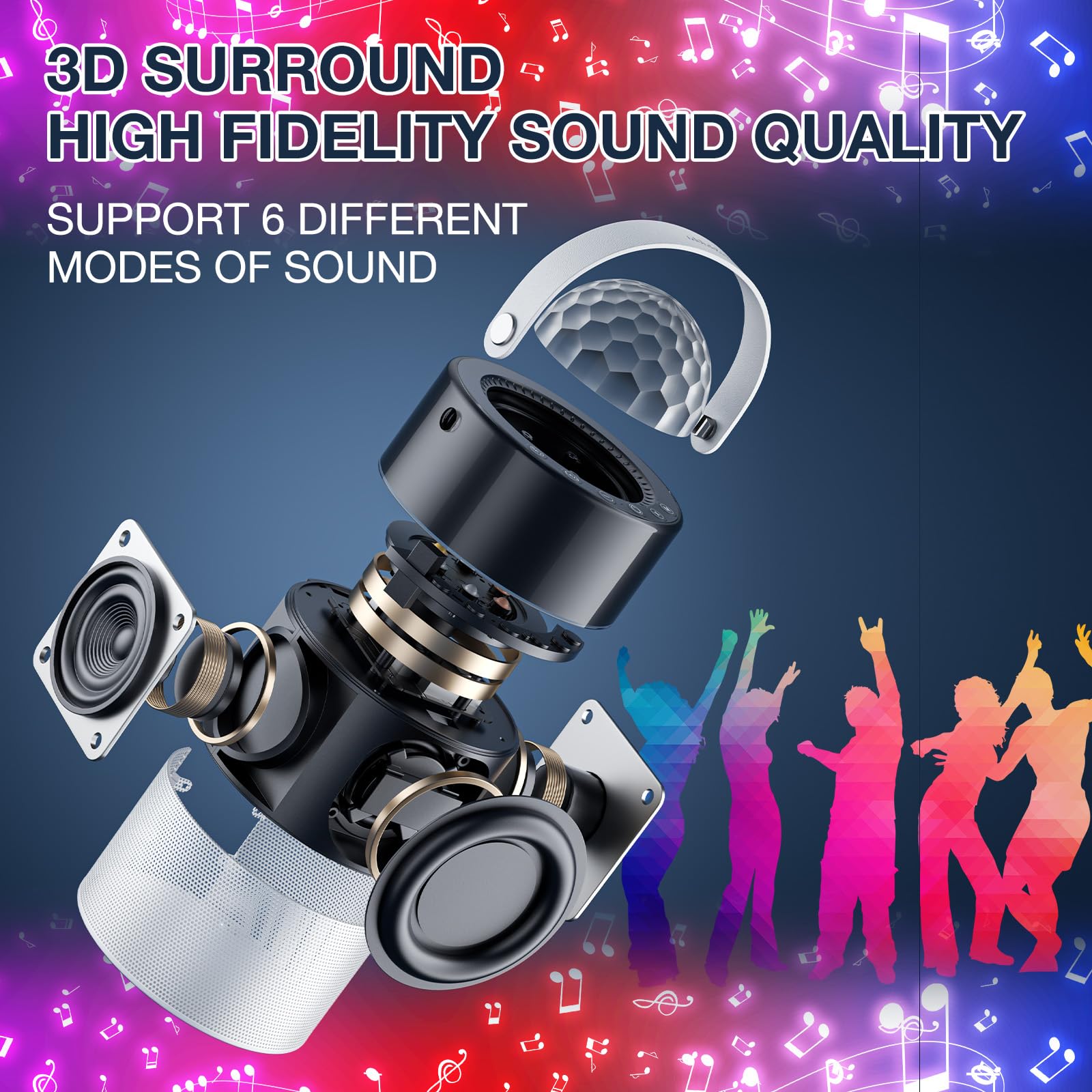 Momoho Karaoke Machine, Mini Portable Bluetooth Speaker Wireless With 2 Wireless Mics For Adults Kids Singing Machine, Disco Led