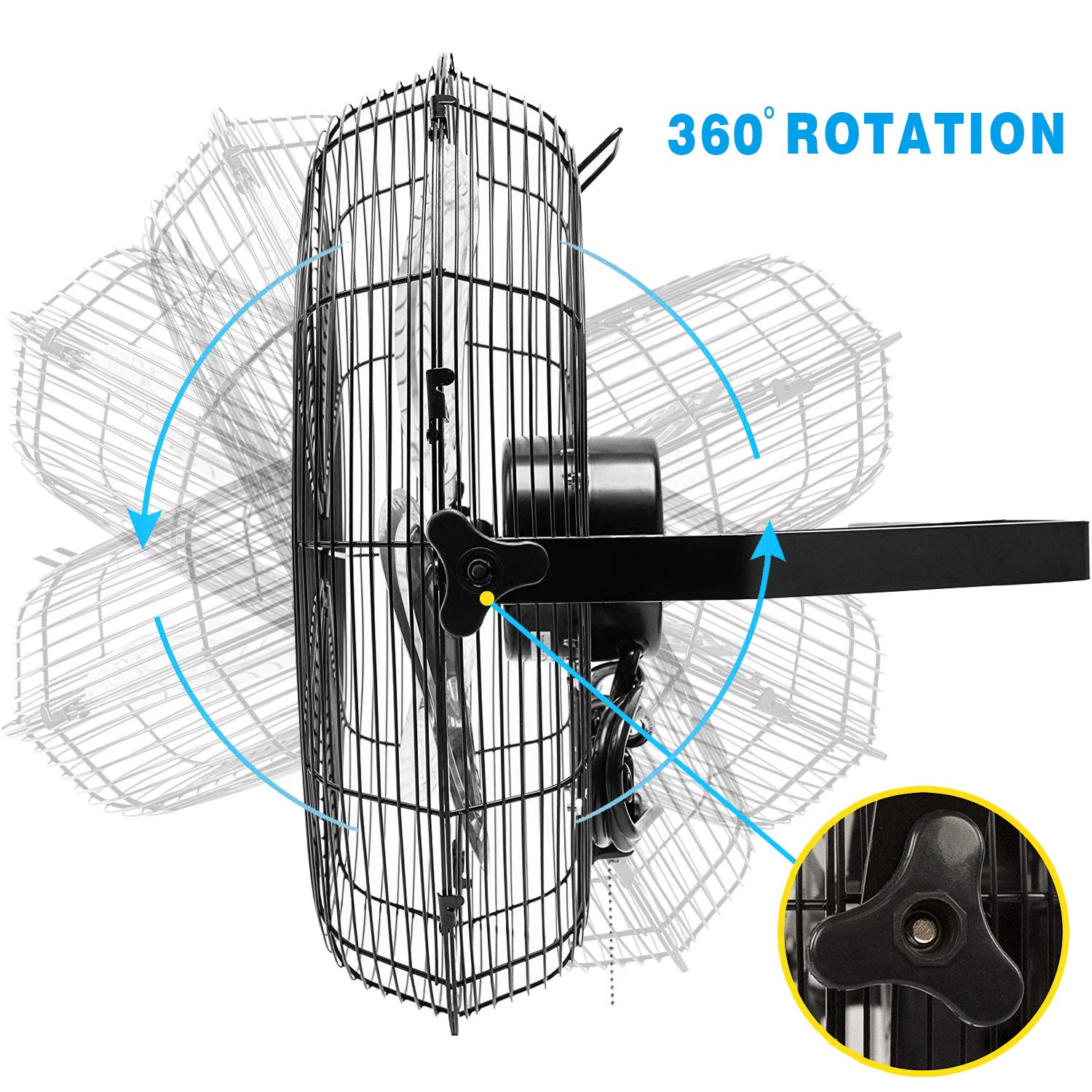 Ken Brown 30 Inch Industrial Oscillating Wall Mount Fan 9500Cfm,Heavy Duty Metal,High Velocity,2 Speed,Black