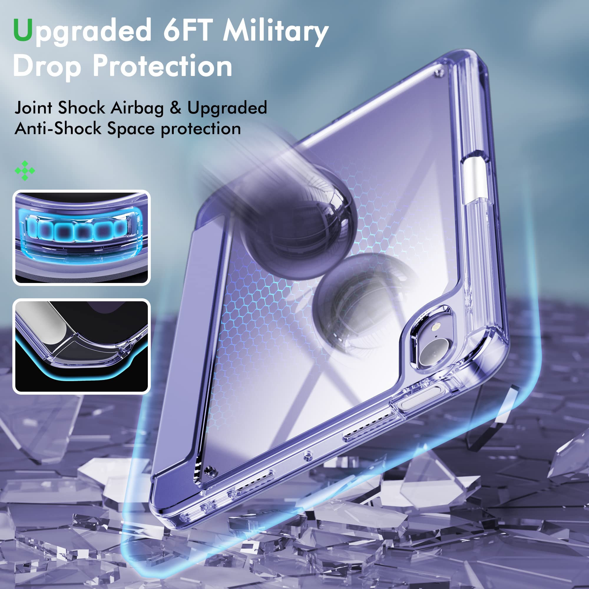 Infiland For Ipad Mini 7 Case, Ipad Mini 7Th (A17 Pro) /6Th Generation Case 8.3 Inch 2024/2021, Clear Back & Pu Leather Protective Cover With Pencil Holder Support Wireless Charging, Purple