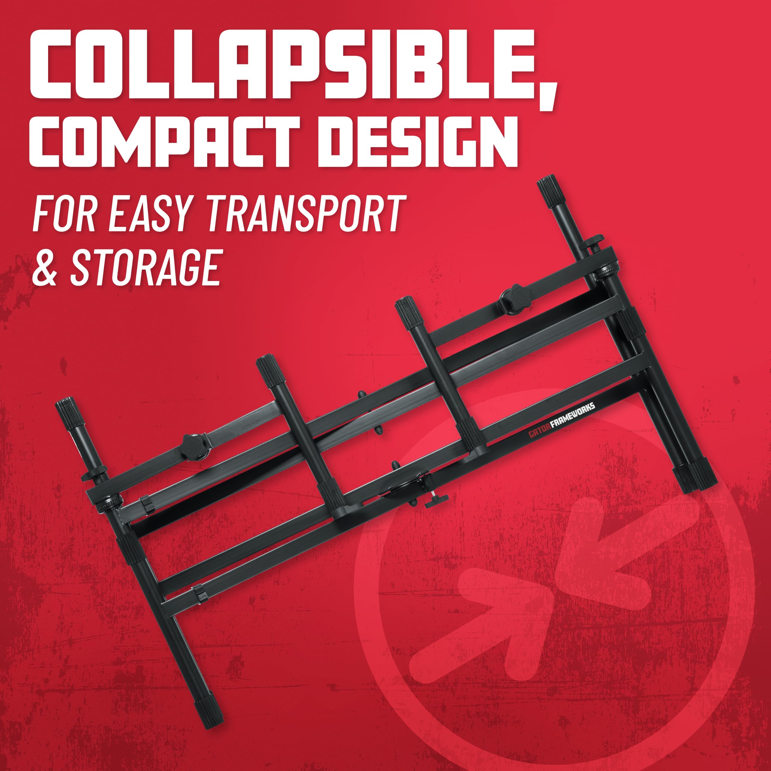 Gator Frameworks Deluxe Two Tier X-Style Keyboard Stand With Adjustable Height And Leveling Feet (Gfw-Key-5100X)