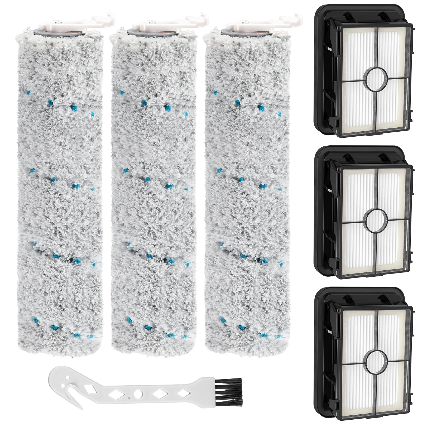 3 Pack Multi Surface Brush Rolls 2787 And Vacuum Filters 1866 Compatible With Bissell Crosswave Max 2554 2554A 2590 2593 2596, H
