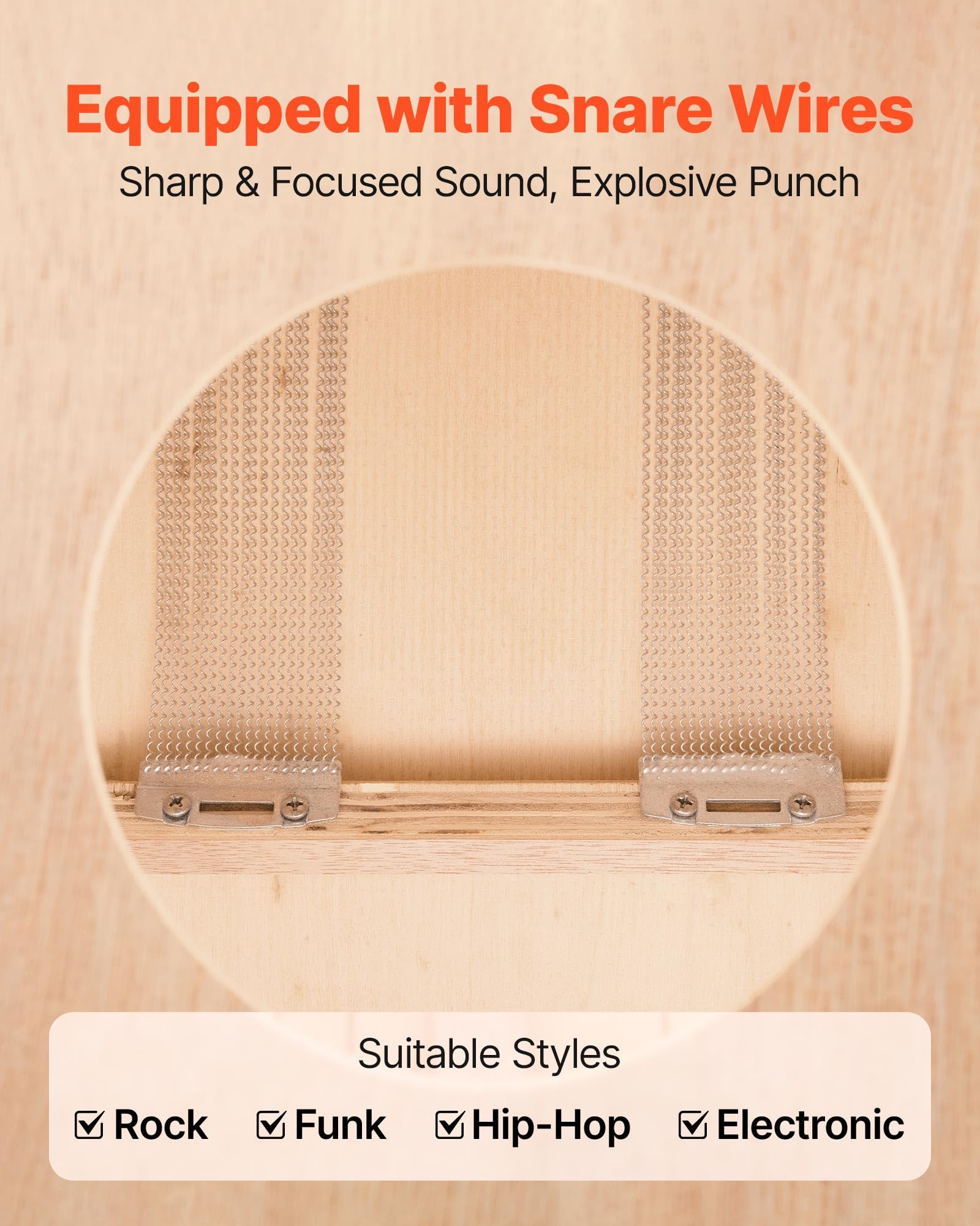 Vevor Cajon Box Drum, With Internal Snare Wires, Compact And Lightweight Wooden Percussion Box, Birch Wood Drum Musical Instrume