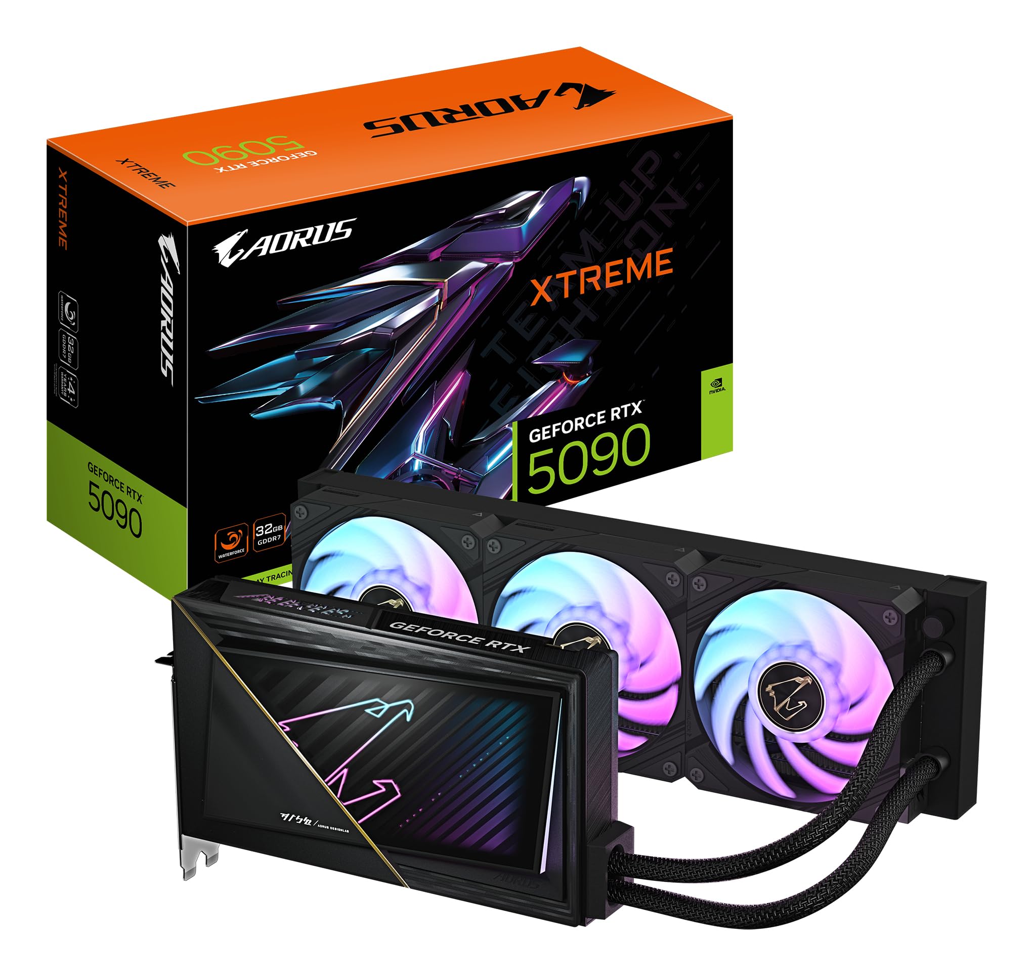 Gigabyte AORUS GeForce RTX 5090 Xtreme WATERFORCE 32G Graphics Card - 32 GB GDDR7, 512 Bits, PCI-E 5.0, 2655 MHz Core Frequency,