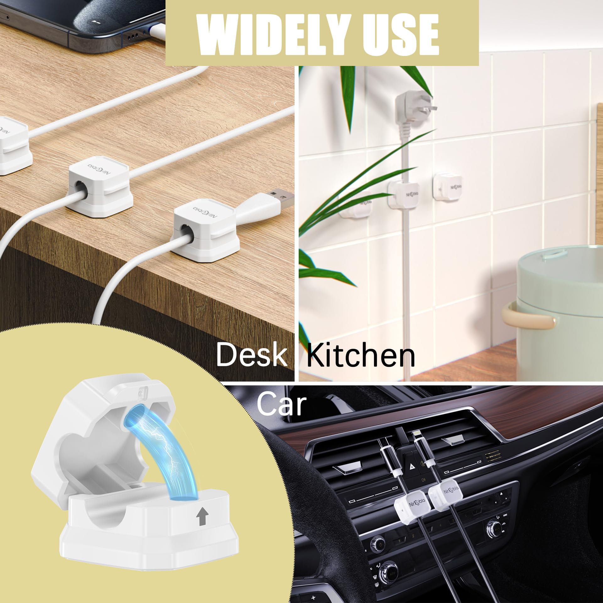 [9 Pack] Magnetic Cable Clips,Easy To Adjust Cables Or Wires,Enhanced Adhesive Wire Holder Keeper Organizer,Desk Cable Managemen