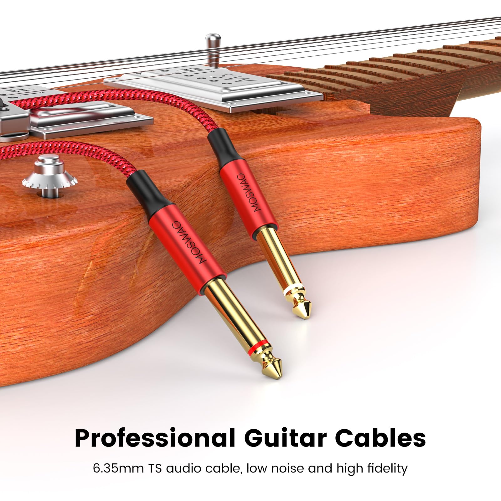 Moswag Instrument Cable, 3.28Ft/1M 1/4 Inch Straight Instrument Cable 6.35Mm To 6.35Mm Stereo Audio Professional Guitar Cable Co