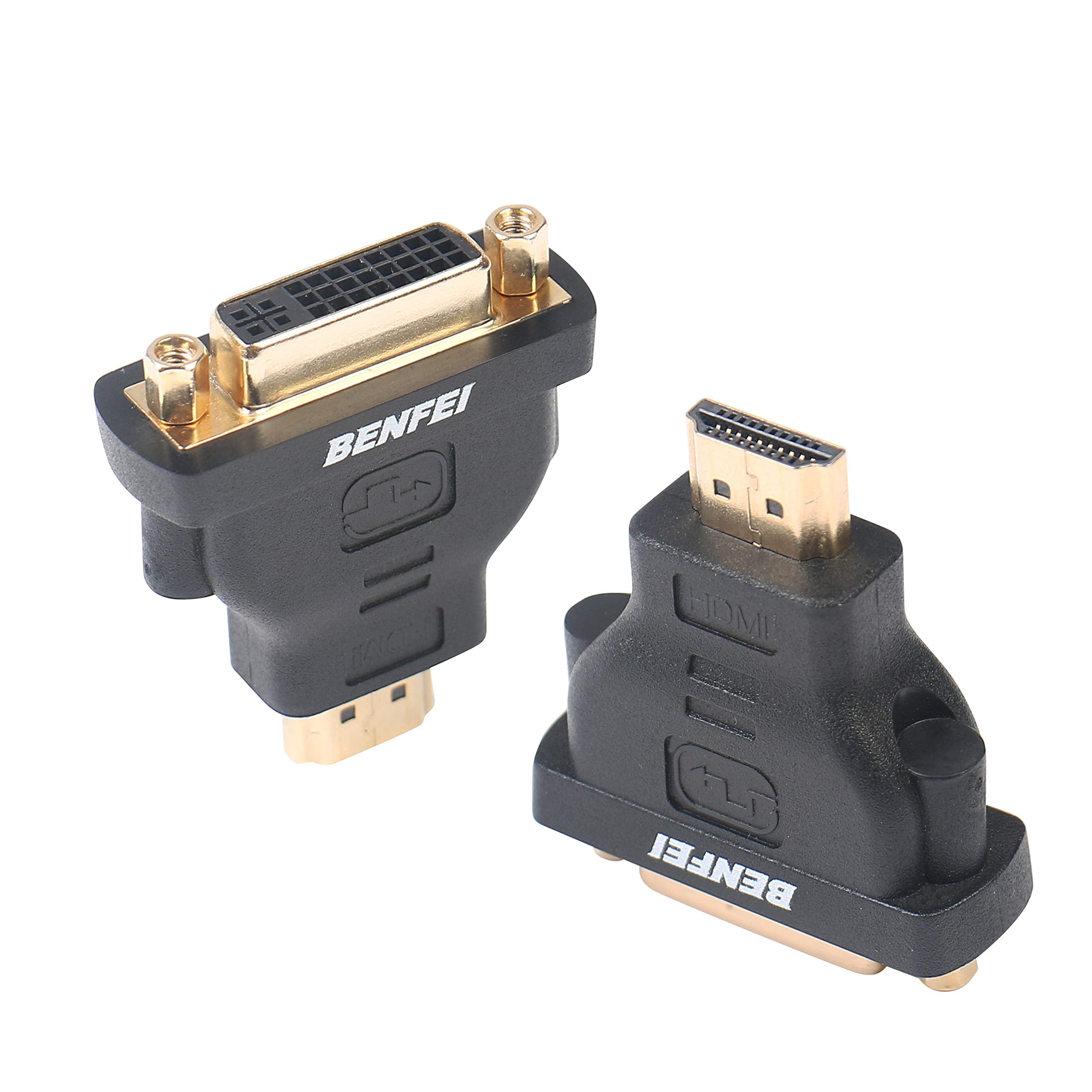 Benfei Hdmi To Dvi Adapter, Hdmi To Dvi D Dvi Bidirectional Converter Male To Female With Gold Plated Cord 2 Pack