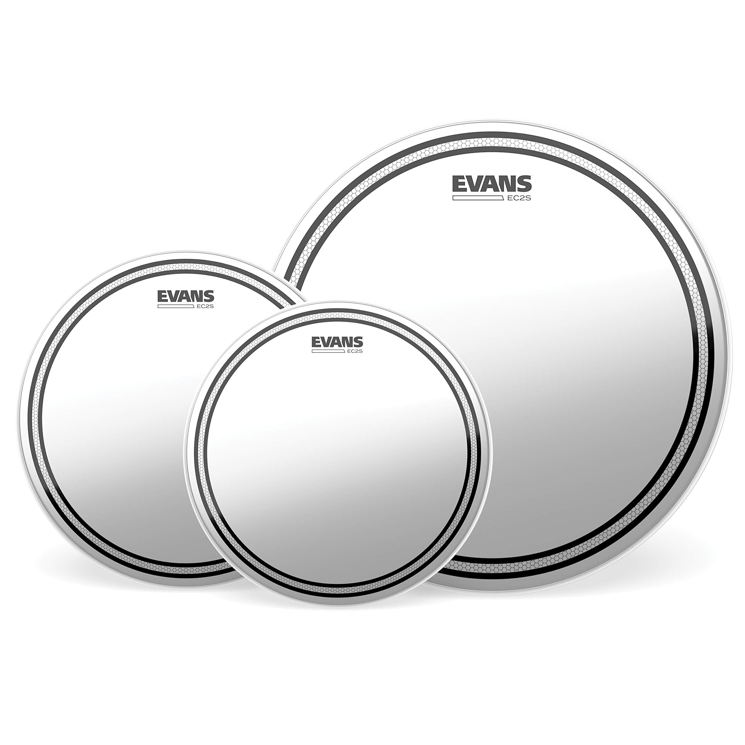 Evans Drum Heads   Ec2S Clear Rock Pack (10'', 12'', 16'') With 14'' Hd Dry Snare Batter