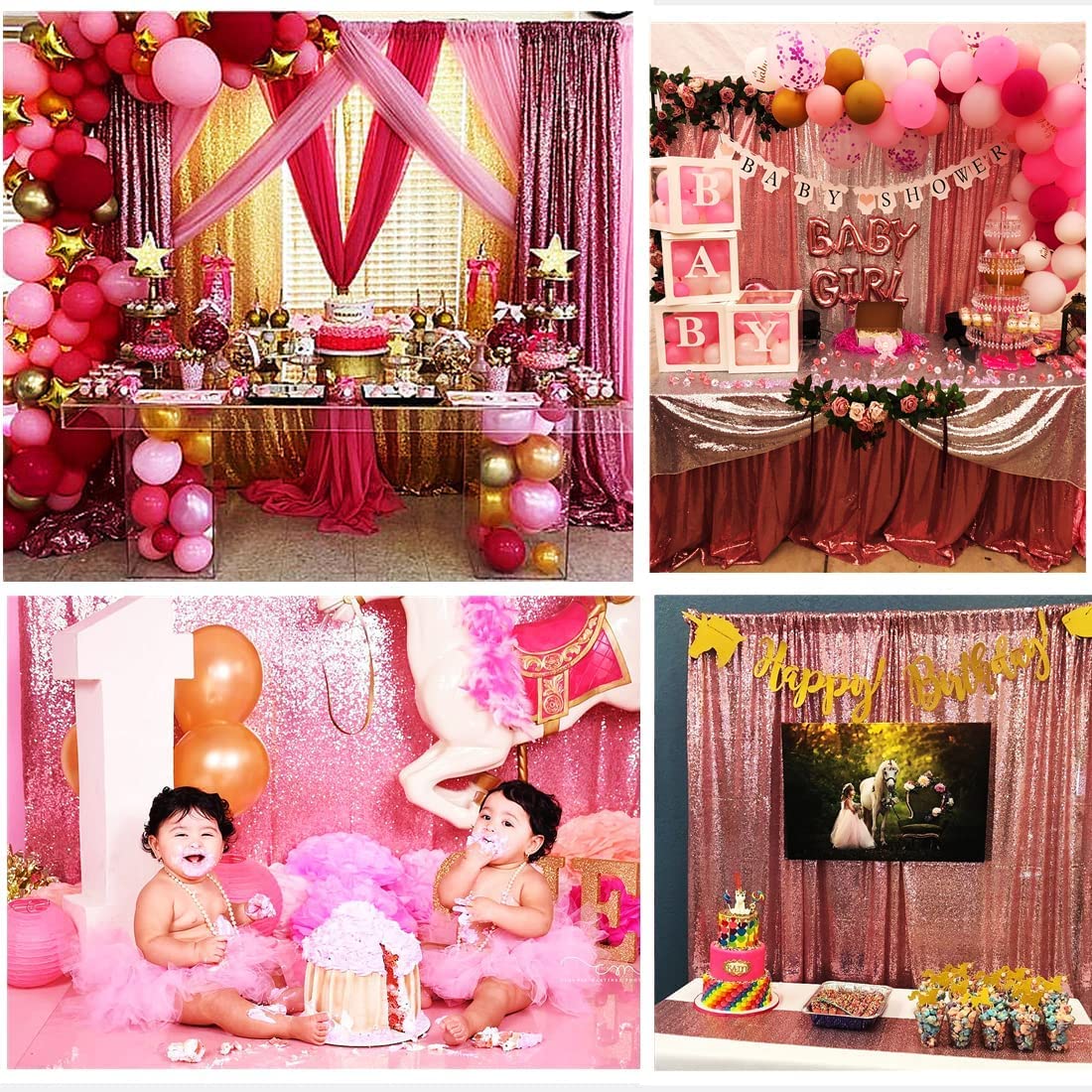 Poise3Ehome Fuchsia Pink Sequin Backdrop Curtains, 2 Panels Sequin Backdrop, 2Ftx8Ft Sequin Curtains For Party Wedding Sequence