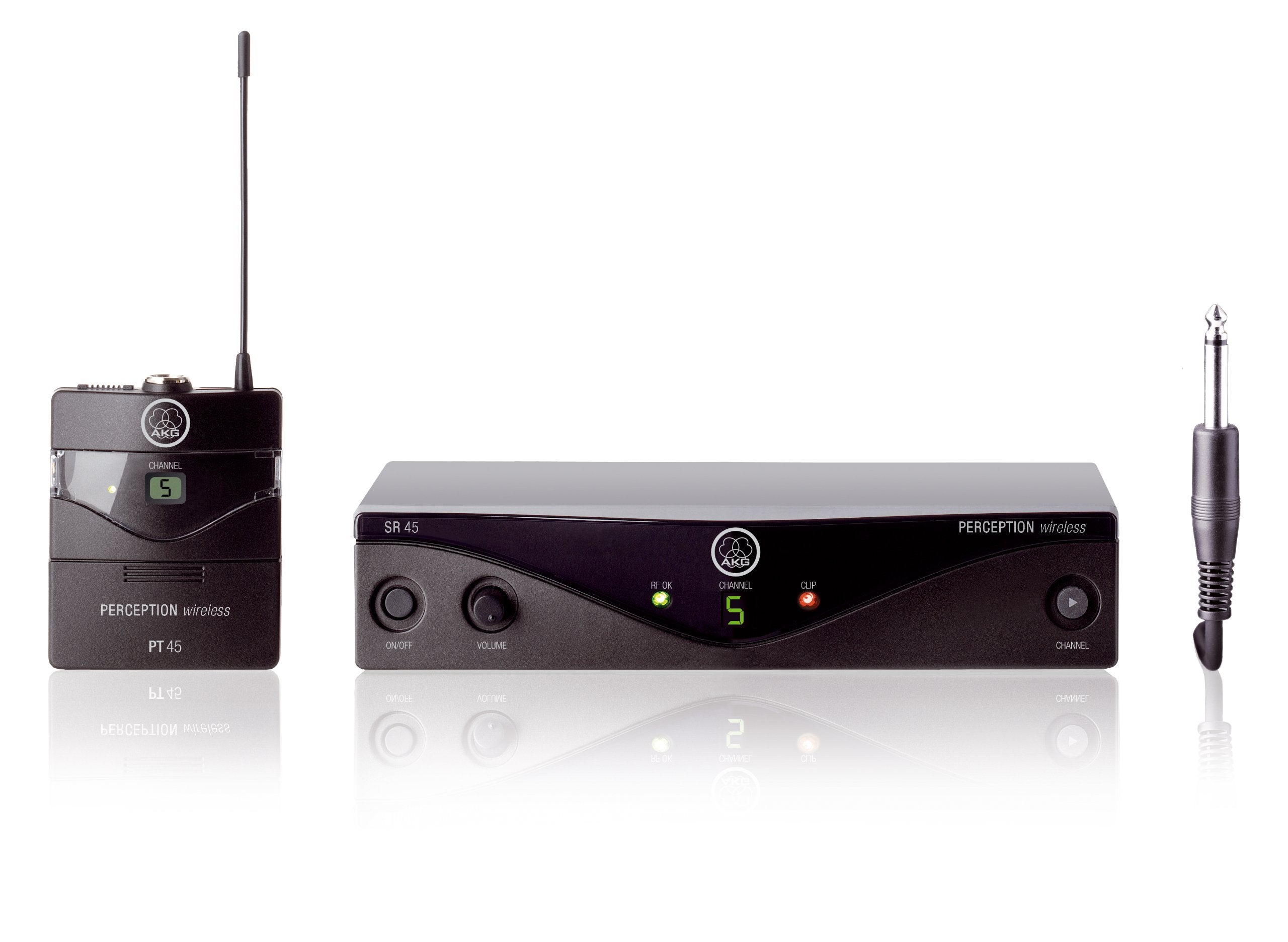 AKG Pro Audio Perception Wireless Microphone System with SR45 Stationary Receiver and PT45 Pocket Transmitter- Instrumental Set 