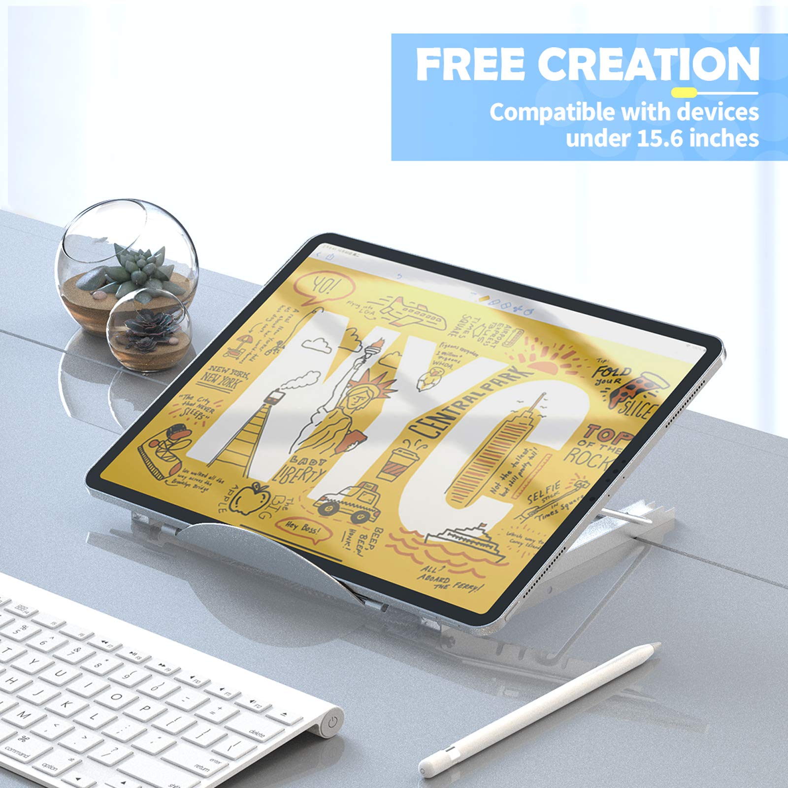 Klsniur Laptop Stand, Tablet Laptop Holder Stand Foldable Ventilated Adjustable Laptop Computer Holder Desk Stand Universal Lightweight Ergonomic Tray Cooling (Silver)