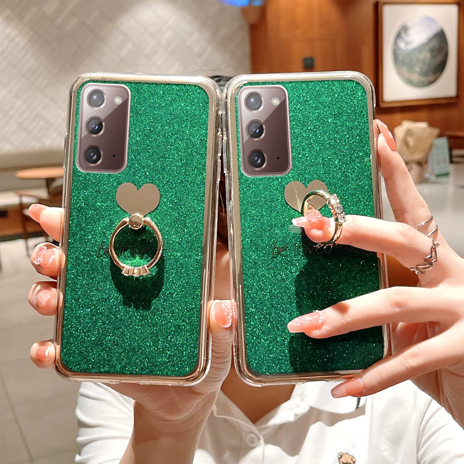 Easyscen For Galaxy Note 20 5G Phone Case, Case For Samsung Galaxy Note 20 With Kickstand Ring Glitter Sparkly Soft Slim Silicon