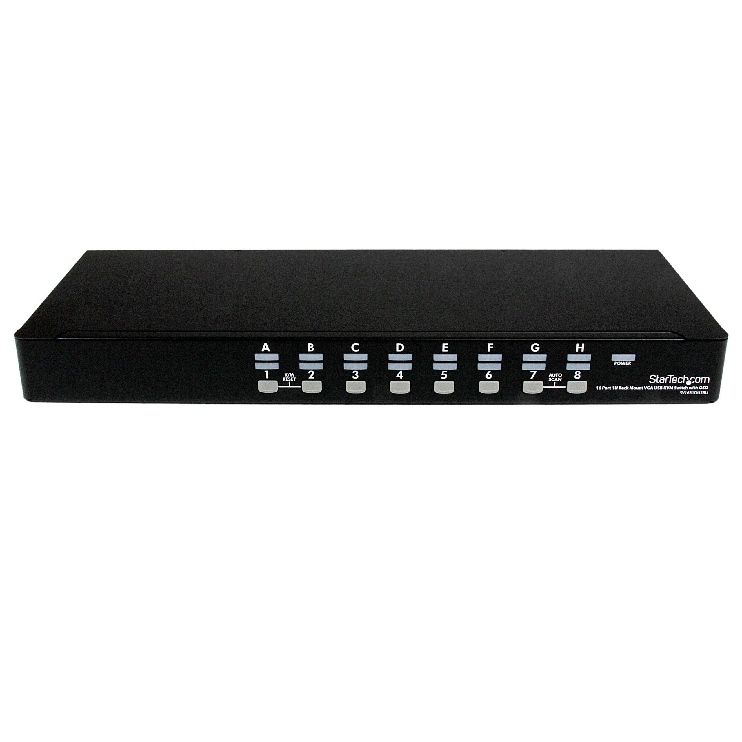 Startech.Com 16 Port 1U Rackmount Usb Kvm Switch With Osd (Sv1631Dusbu),Black