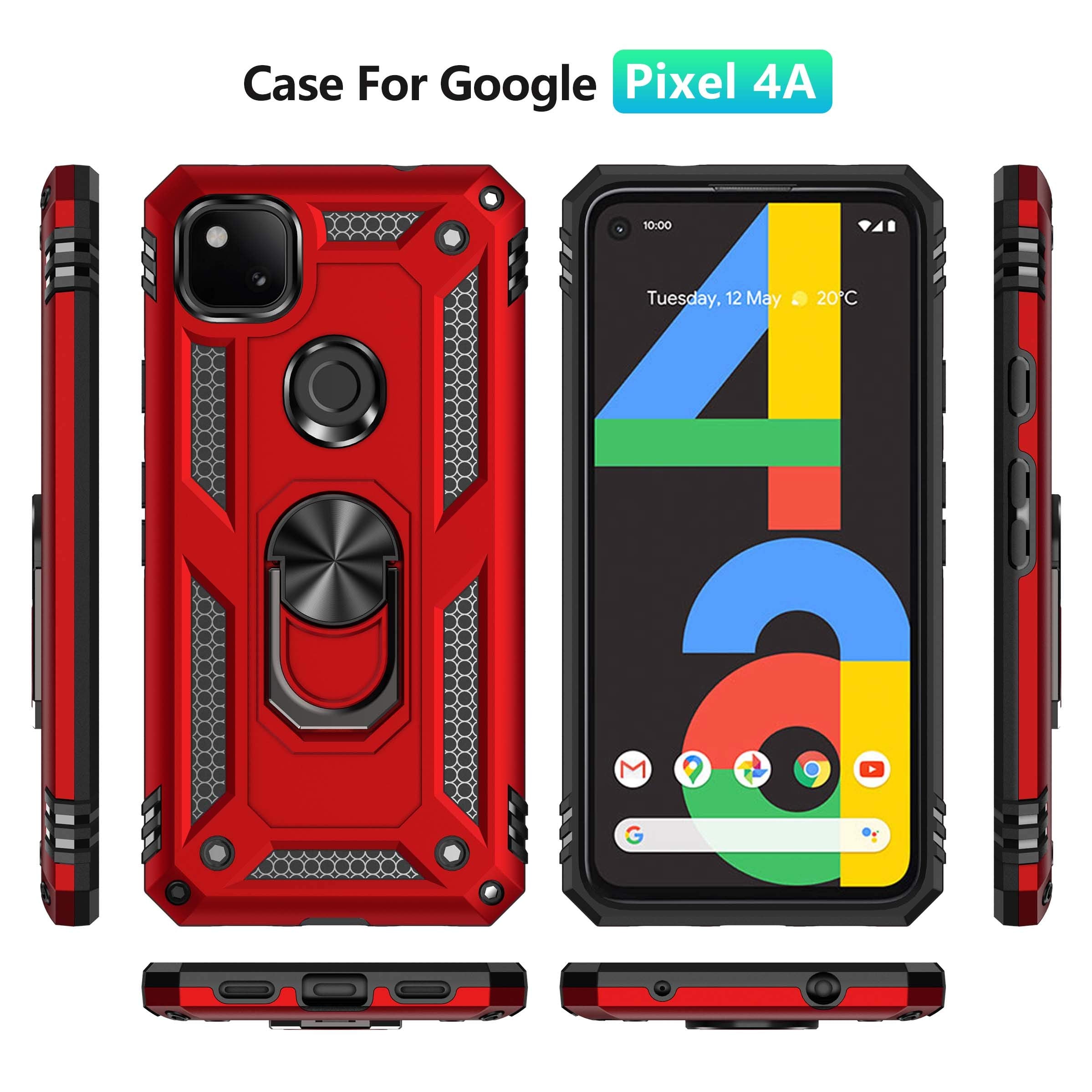 Addit Phone Case For Google 4A 4G,Google Pixel 4A 4G Case, Military Grade Protective Google Pixel 4A Cases Cover With Ring Car M
