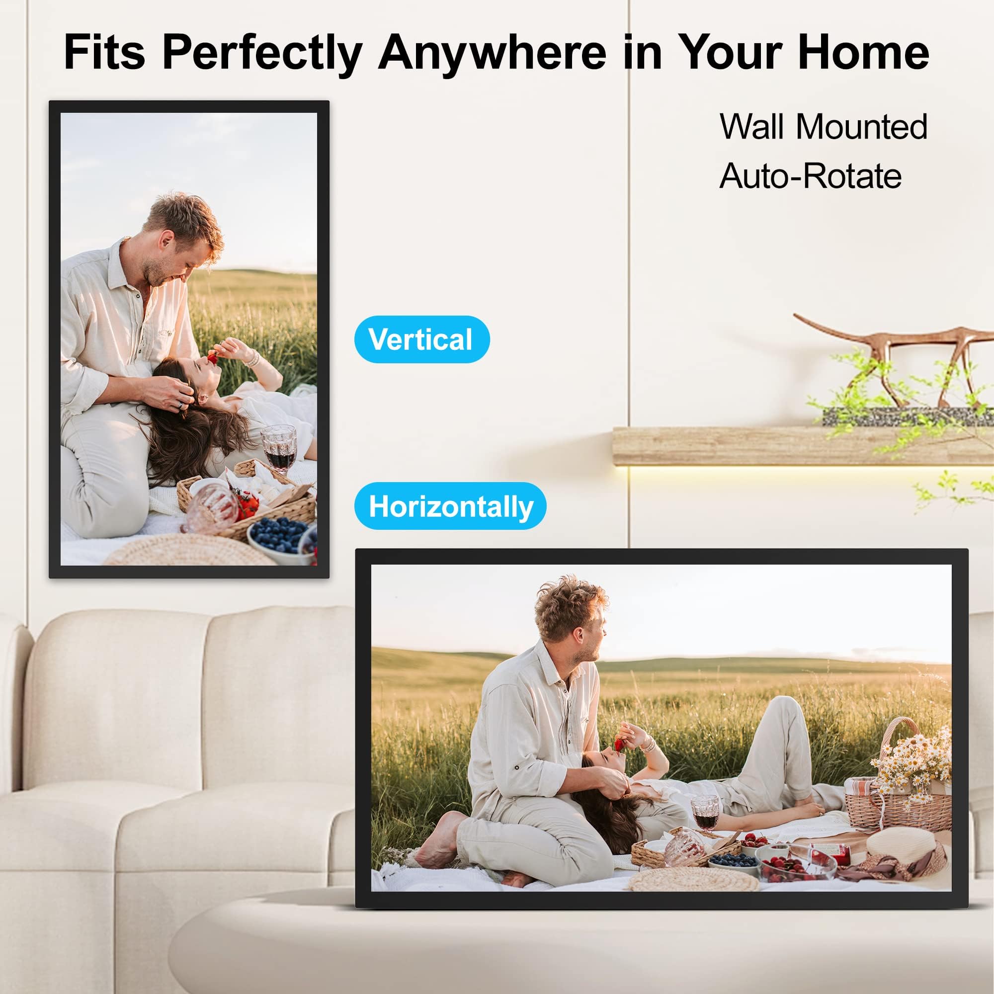 21.5'' Wifi Picture Frame Large Digital Photo Frame   32Gb, 1920X1080 Ips Fhd 1080P, Auto Rotate, Share Photo Video Via App Emai