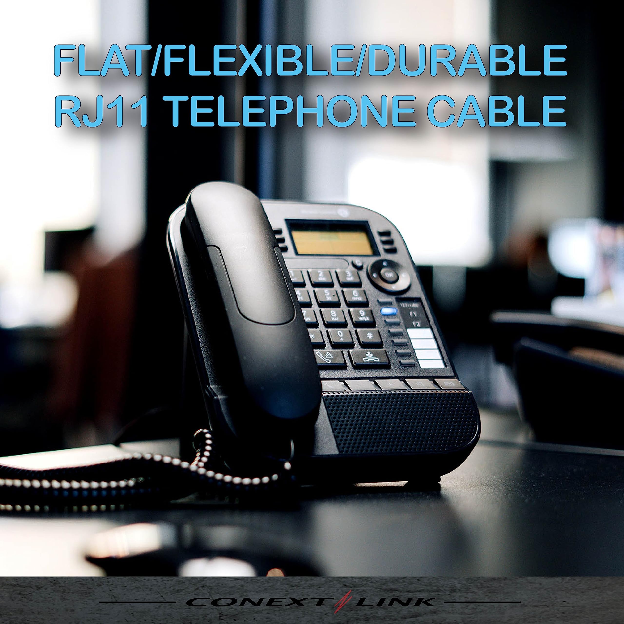 Conext Link Rj11 6P4C Modular Telephone Extension Cable Phone Cord Line Wire (100 Feet, Grey) (33223)