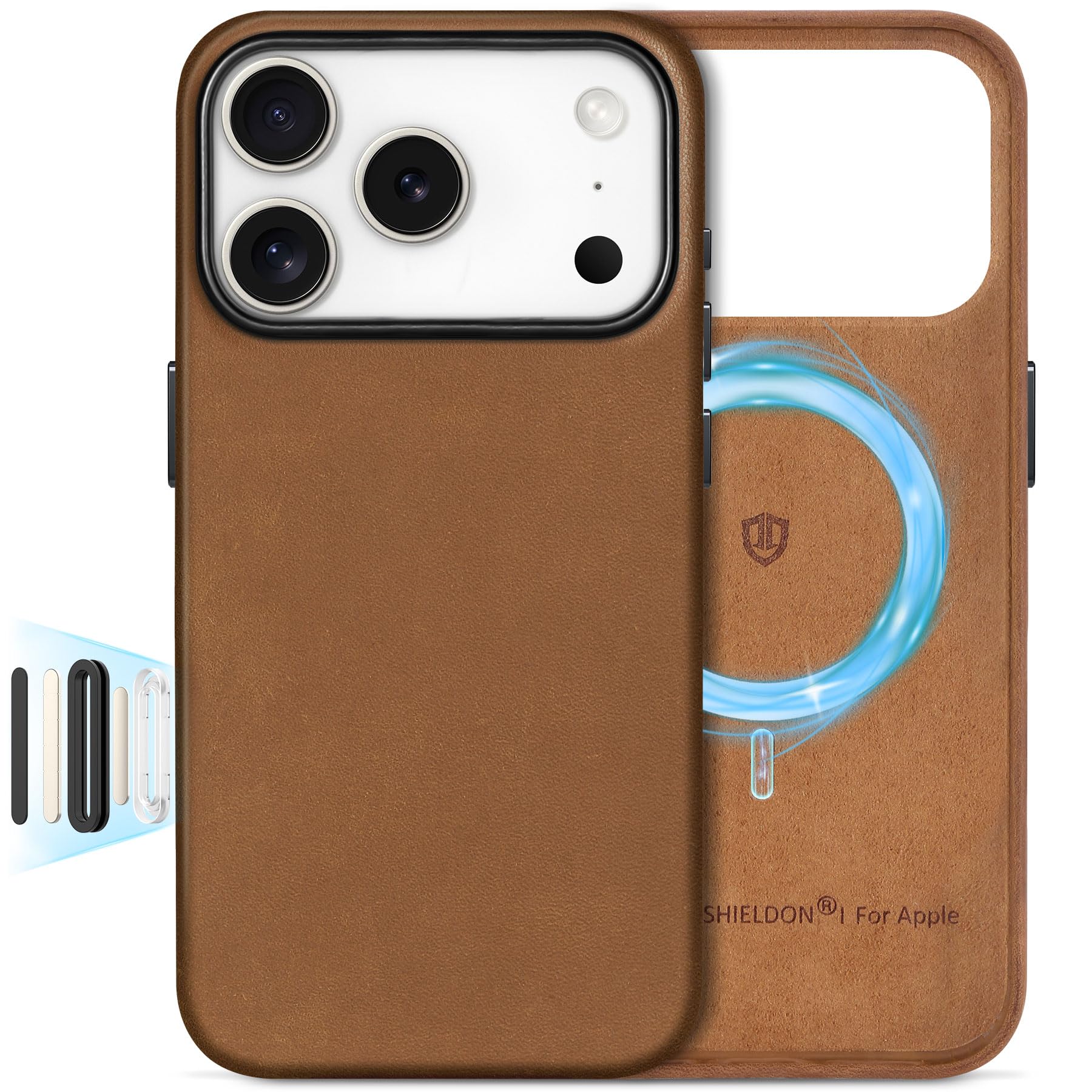 SHIELDON Top Grain Crazy Horse Leather Case for iPhone 17 Pro 6.3  2025 | [Updated Camera Button] | Compatible with Magsafe | Ma