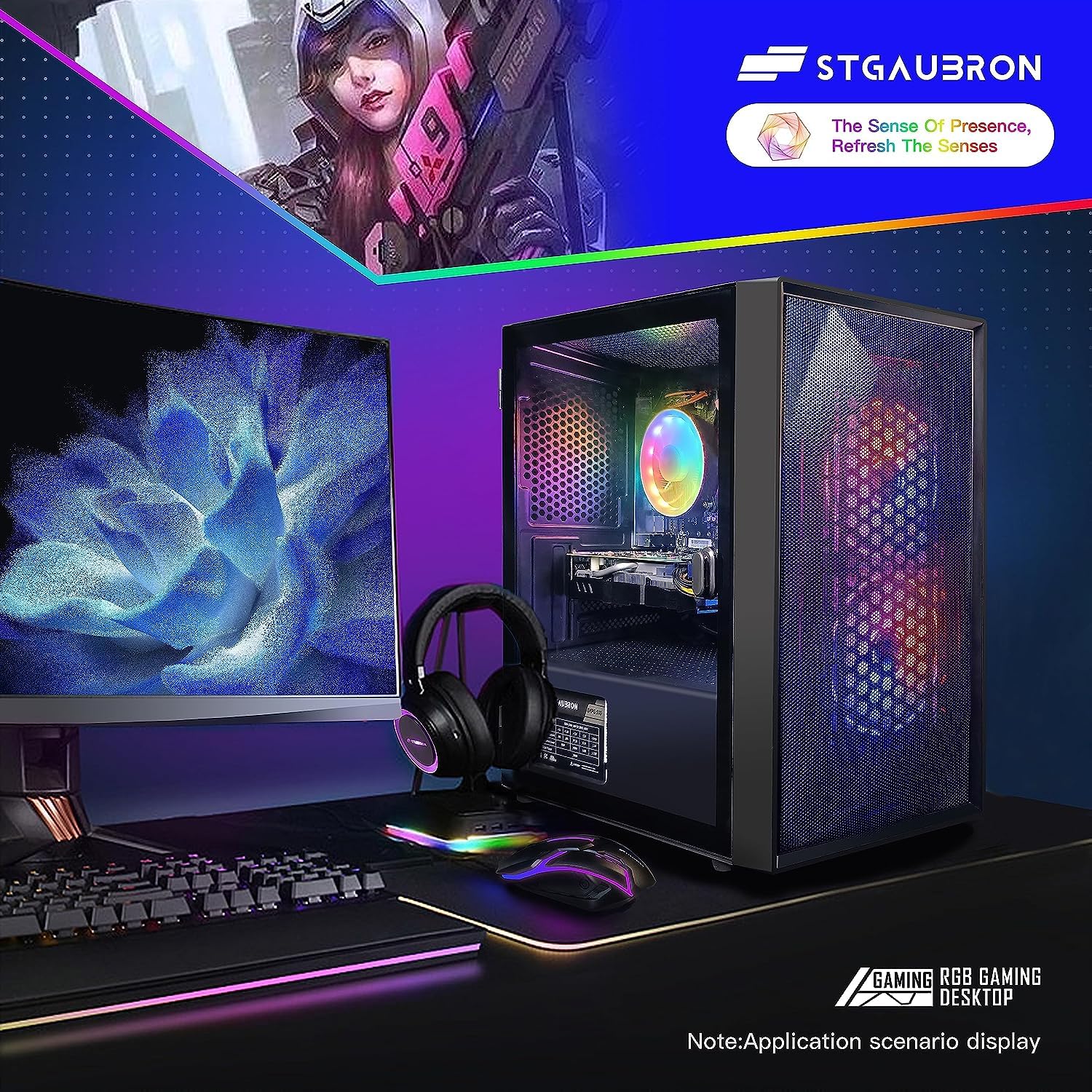 Stgaubron Gaming Pc,Geforce Gtx 1660 Super 6G Gddr6,Intel Core I3-10100F Up To 4.3G,16G Ddr4,1T Ssd,600M Wifi,Bt 5.0,Rgb Fan X 3