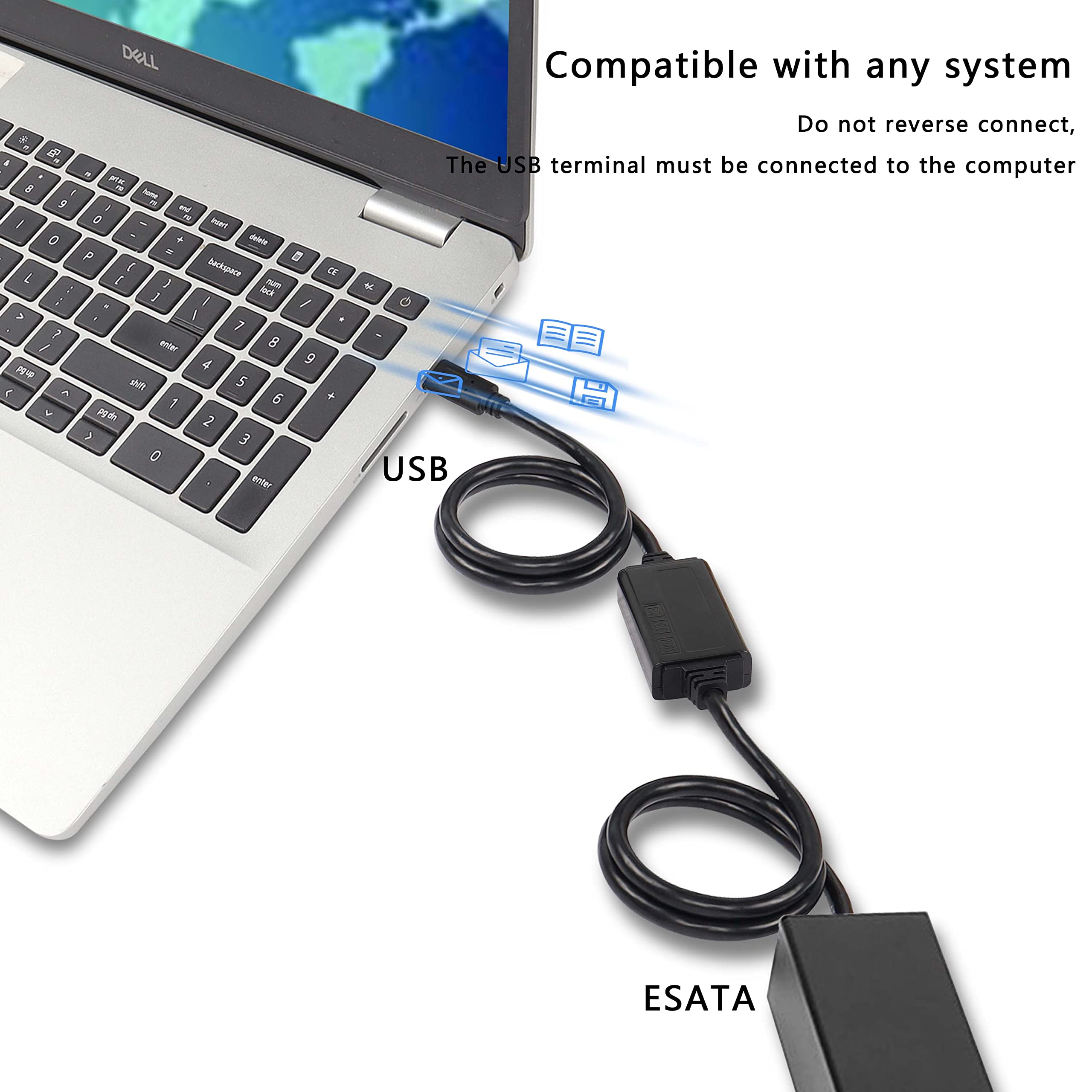 Xmsjsiy Usb C Type C To Esata Adapter Cable 5Gbps Usb C To Power Esata Converter Cable 5V For Hdd/Ssd/Odd Laptop Pc   3 Ft/1M