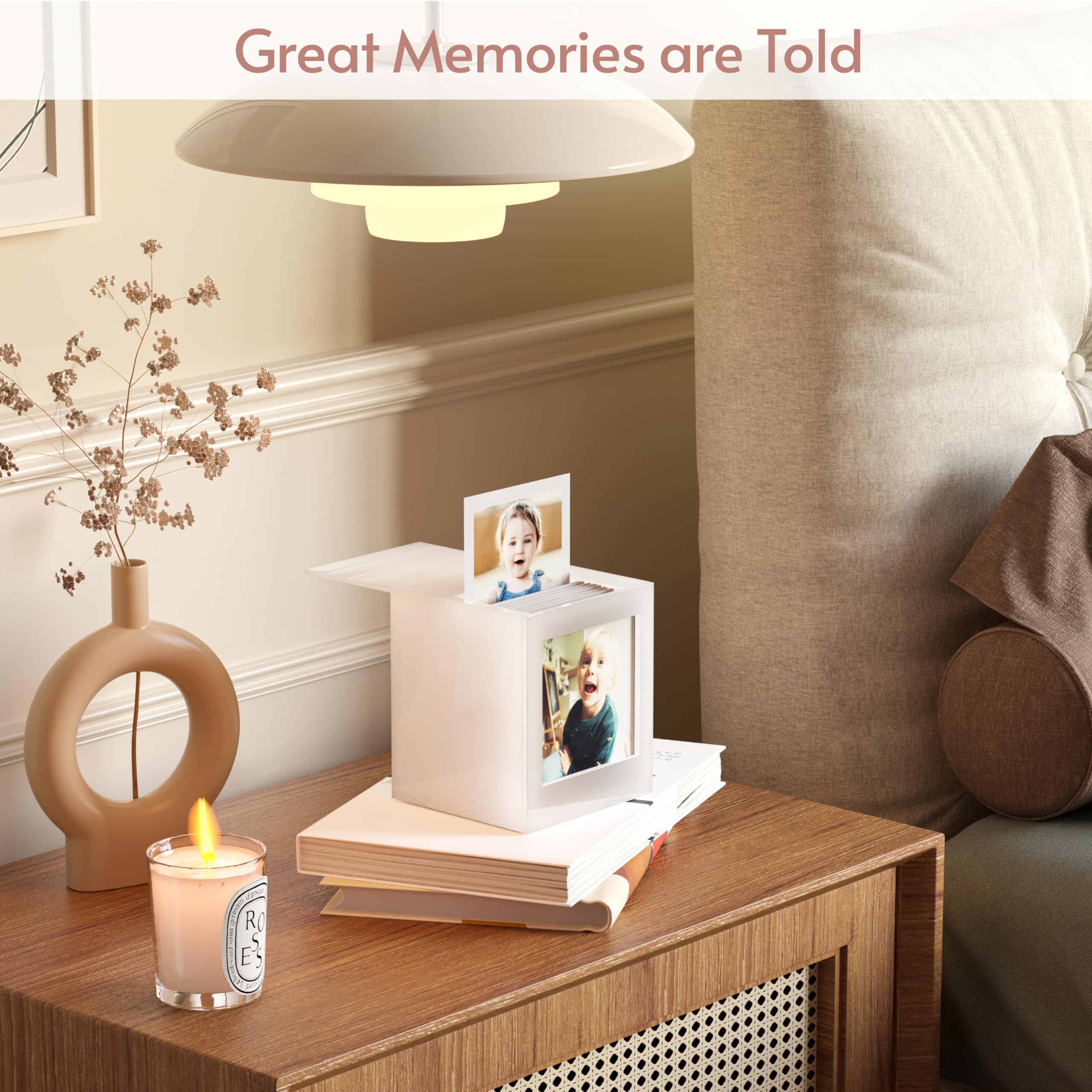 Winkine Acrylic Polaroid Frame & Photo Storage Box For Polaroid Film 4.2X3.5, Polaroid Picture Frame With Sliding Lid, Instax Fr