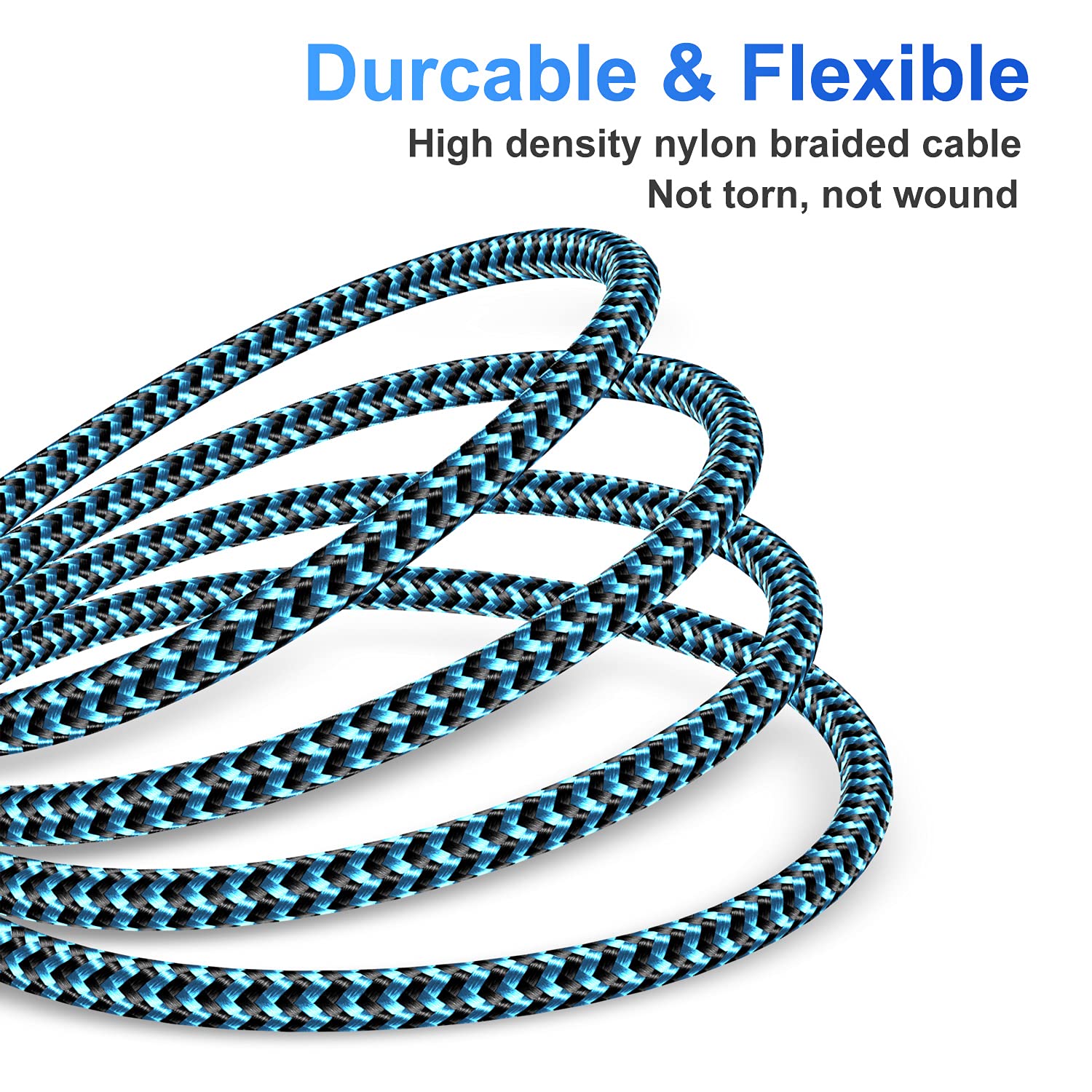 Iphone Charger 4Pack 10Ft, [Apple Mfi Certified] Lightning Cable 10 Foot Long Iphone Charger Cord Fast Charging Cable For Iphone 13 12 Pro Max Mini 11 Pro Xs Xr X 10 8 7 Plus 6S 6 Se 2020 Ipad Blue