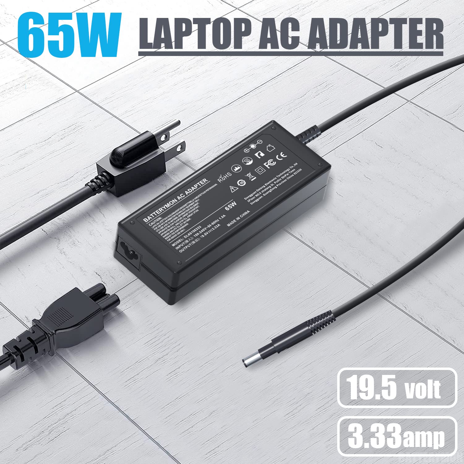 19.5V 3.33A 65W Ac Adapter Laptop Charger For Hp Pavilion Touchsmart 14 B109Wm 14 B120Dx 14 173Cl 15 B129Wm 15 B142Dx 15 B143Cl 15 B152Nr 14 B 15 B Sleekbook 693715 001 677770 001 613149 001