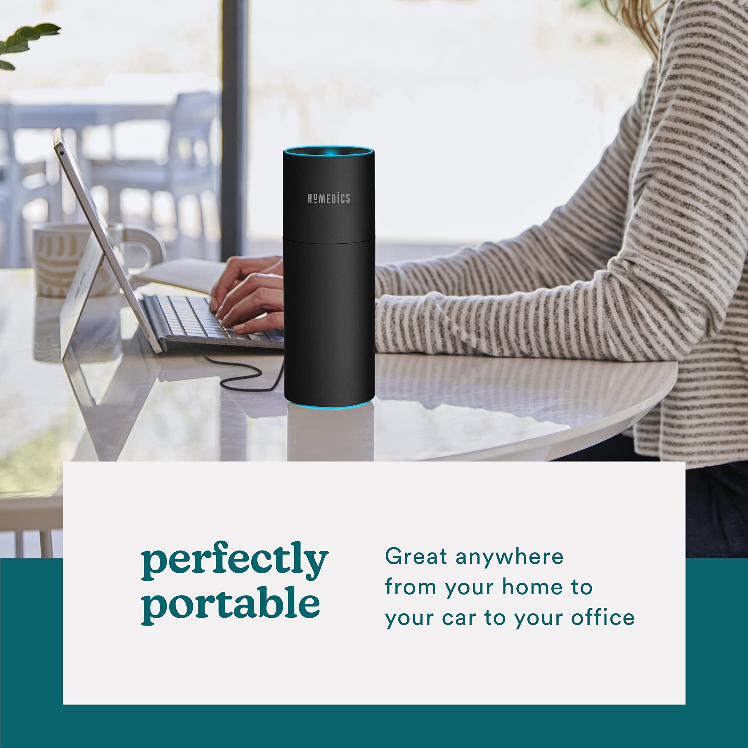 Homedics Portable Humidifier   Small Air Humidifiers For Bedroom, Plants, Office, Travel   Cool Mist Humidifiers, Color Changing