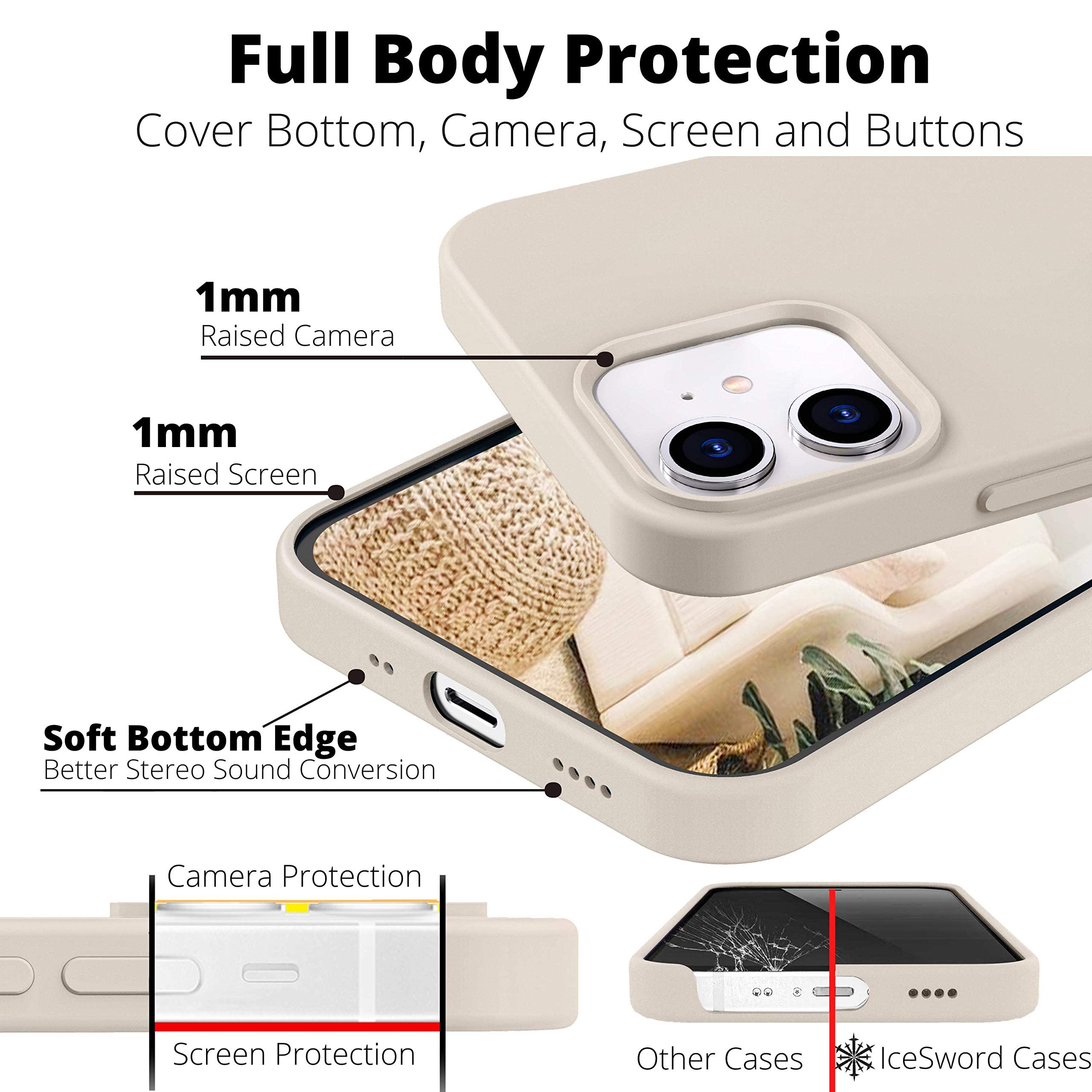 IceSword iPhone 13 Mini Slim Shockproof Silicone Phone Case with Microfiber Lining - Warm Sand Tan Beige 5.4 inch