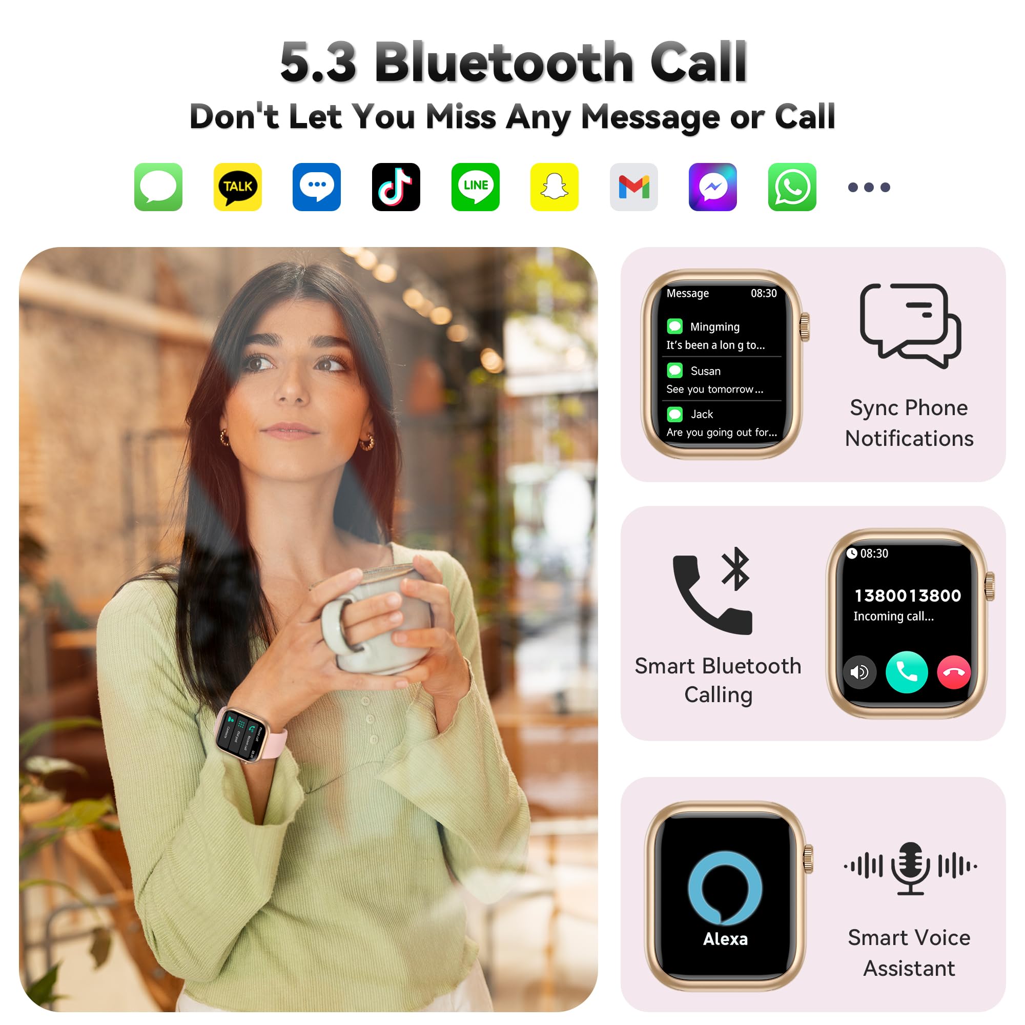 Smart Watch For Men Women, 1.83 Fitness Watch (Answer/Make Call), Smartwatch With Heart Rate/Blood Pressure, Sleep Tracker, Pedo