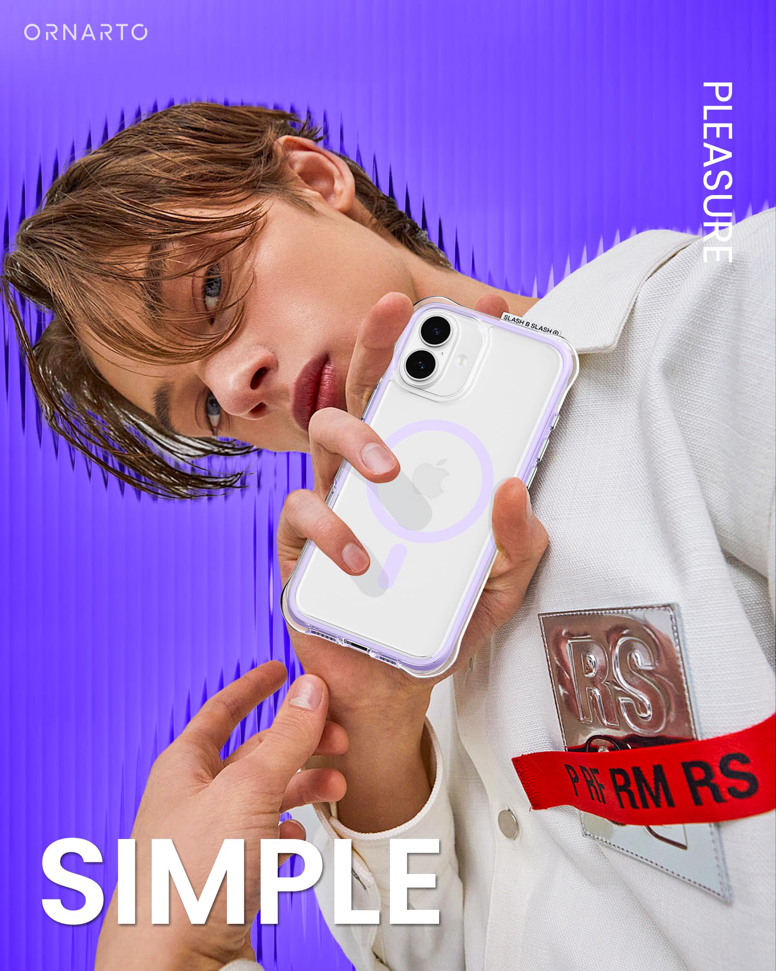 Ornarto Air Case For Iphone 16 Plus Clear, Compatible With Magsafe, Military Grade Drop Protection Cover With Built In Air Purpl