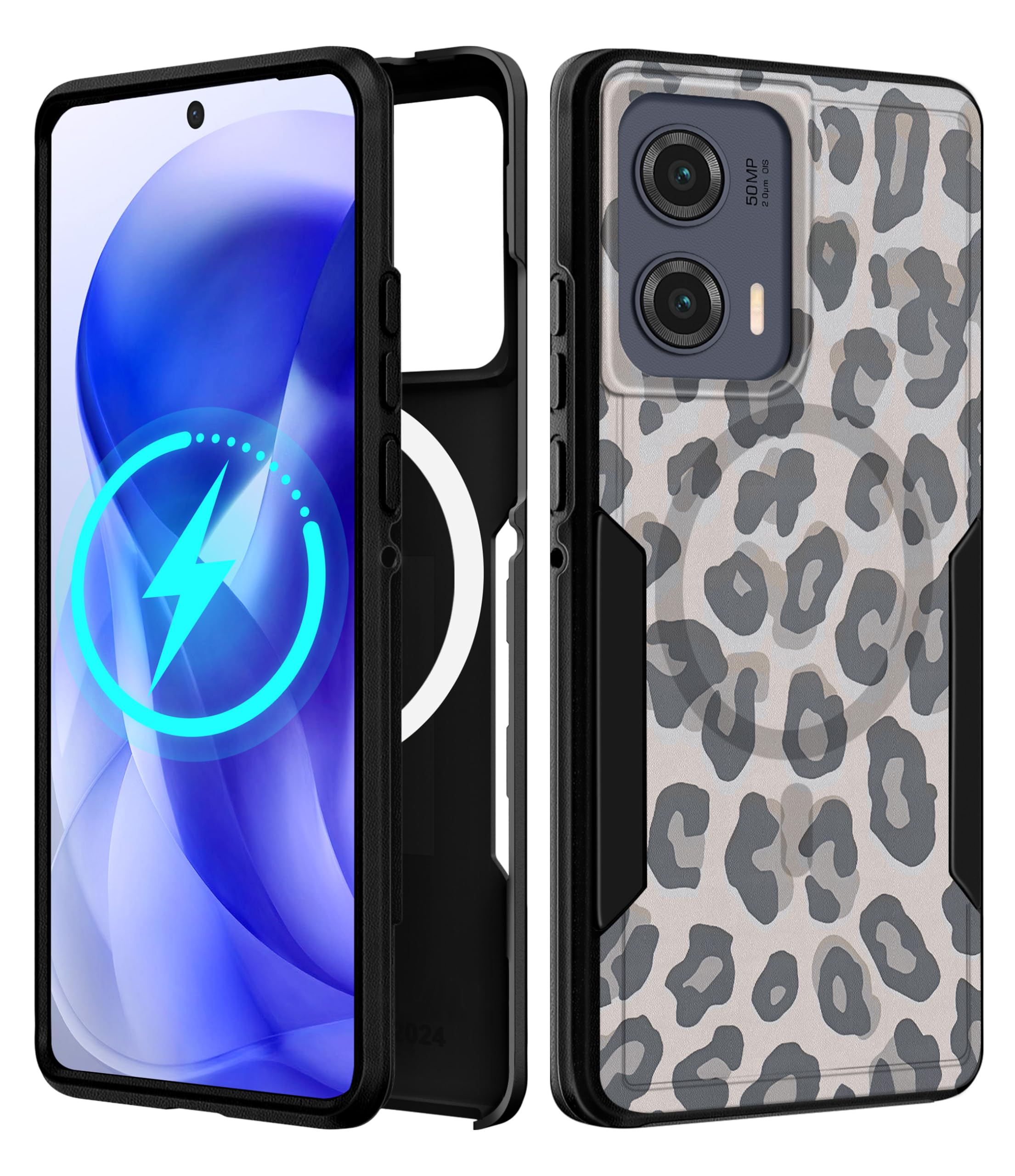 LISEVO for Moto Edge 2024 Case - Compatible with MagSafe Women Girls Cute Magnetic Protective Phone Cover Cool Fun Unique Leopar
