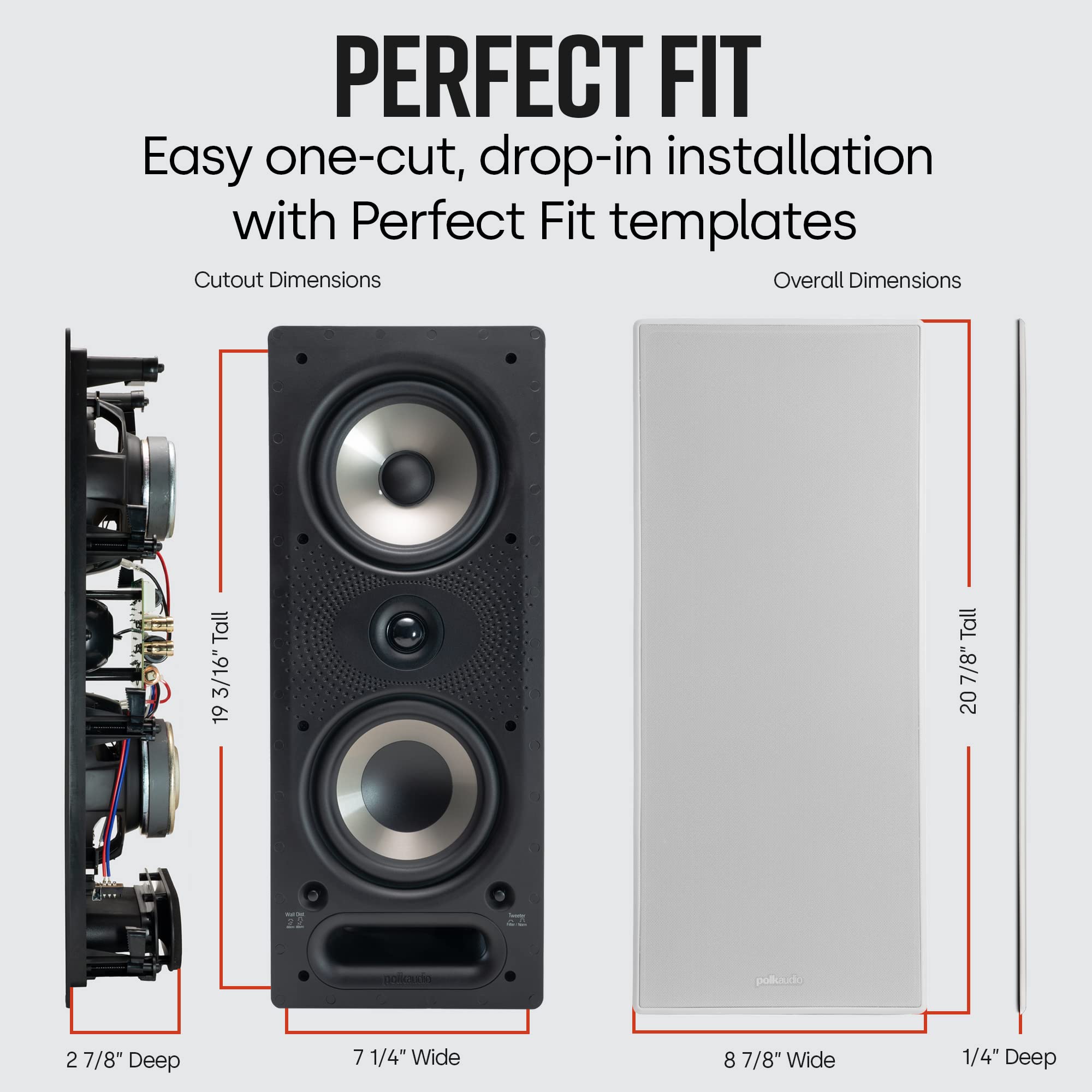 Polk Audio 265-Rt 3-Way In-Wall Speaker - The Vanishing Series | Easily Fits In Ceiling/Wall | High-Performance Audio - Use In F