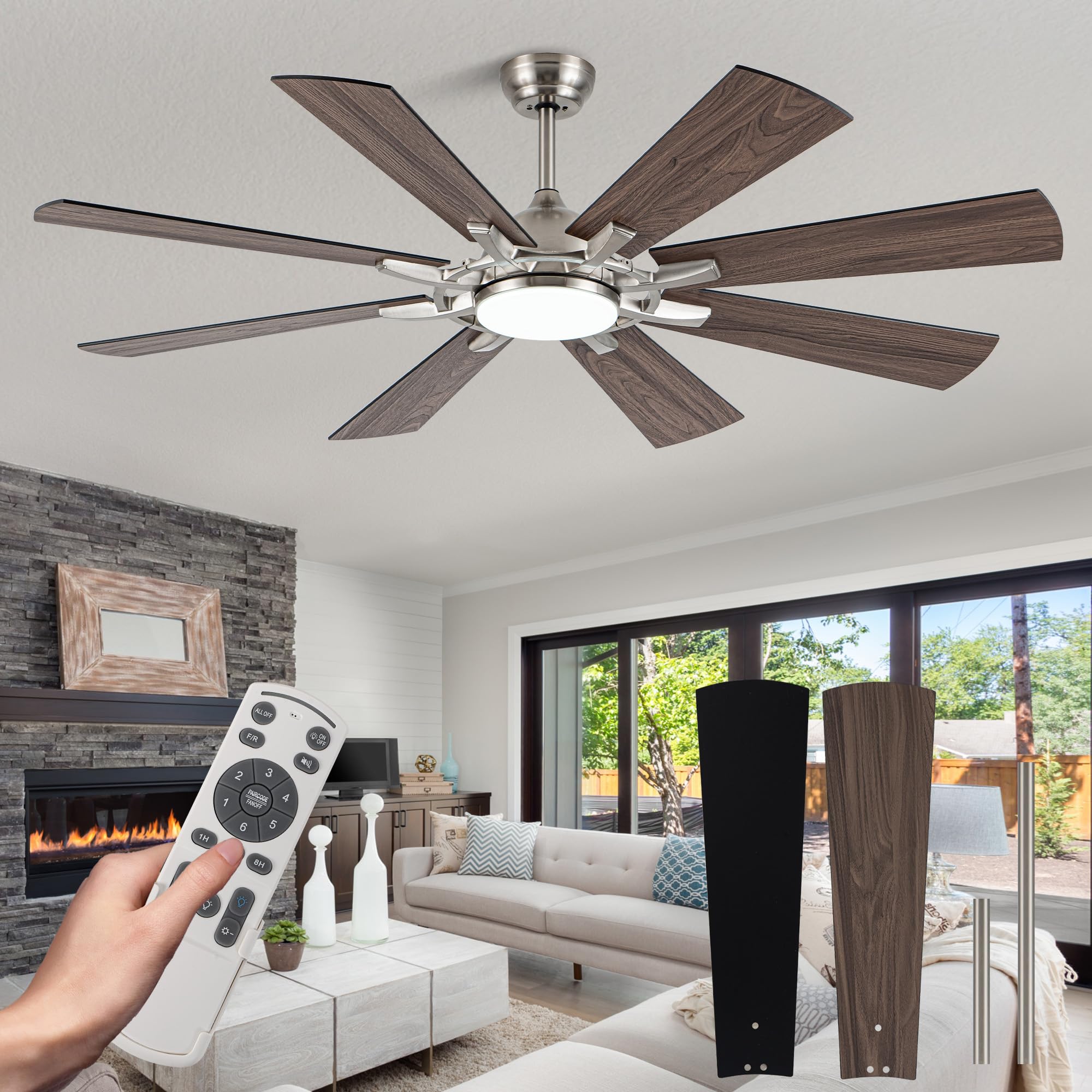 Dawn Whisper 60 Inch Ceiling Fans with Lights and Remote 6 Speed Reversible DC Motor Modern LED Ceiling Fans for Bedroom Living 