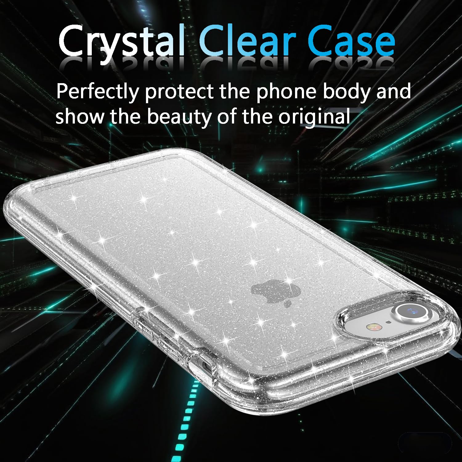 Tenoc Phone Case Compatible With Iphone Se (2Nd 2020 And 3Rd 2022 Generation) & Iphone 7 & Iphone 8, Glitter Case Clear Sparklin