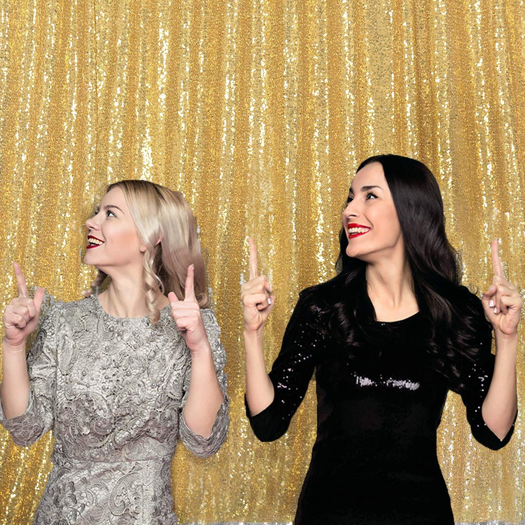 Juya Delight Gold Sequin Backdrop Curtain For Party Wedding Photography,Gold,4Ftx7Ft