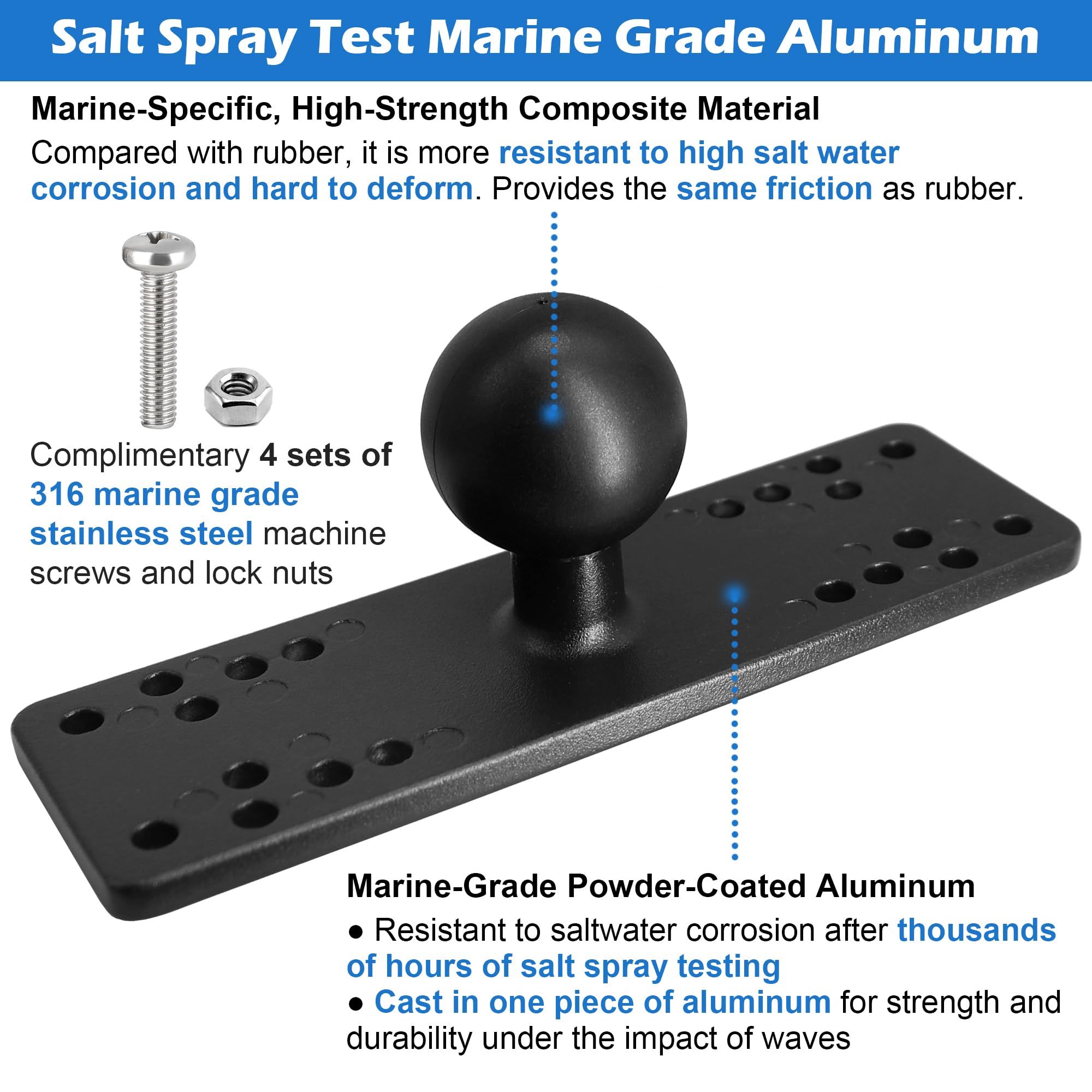 Windfrd Aluminum Fish Finder Mount With 1.5 Inches/C Size / 38Mm Ball, Universal Mounting Plate For Garmin, Lowrance And More, C