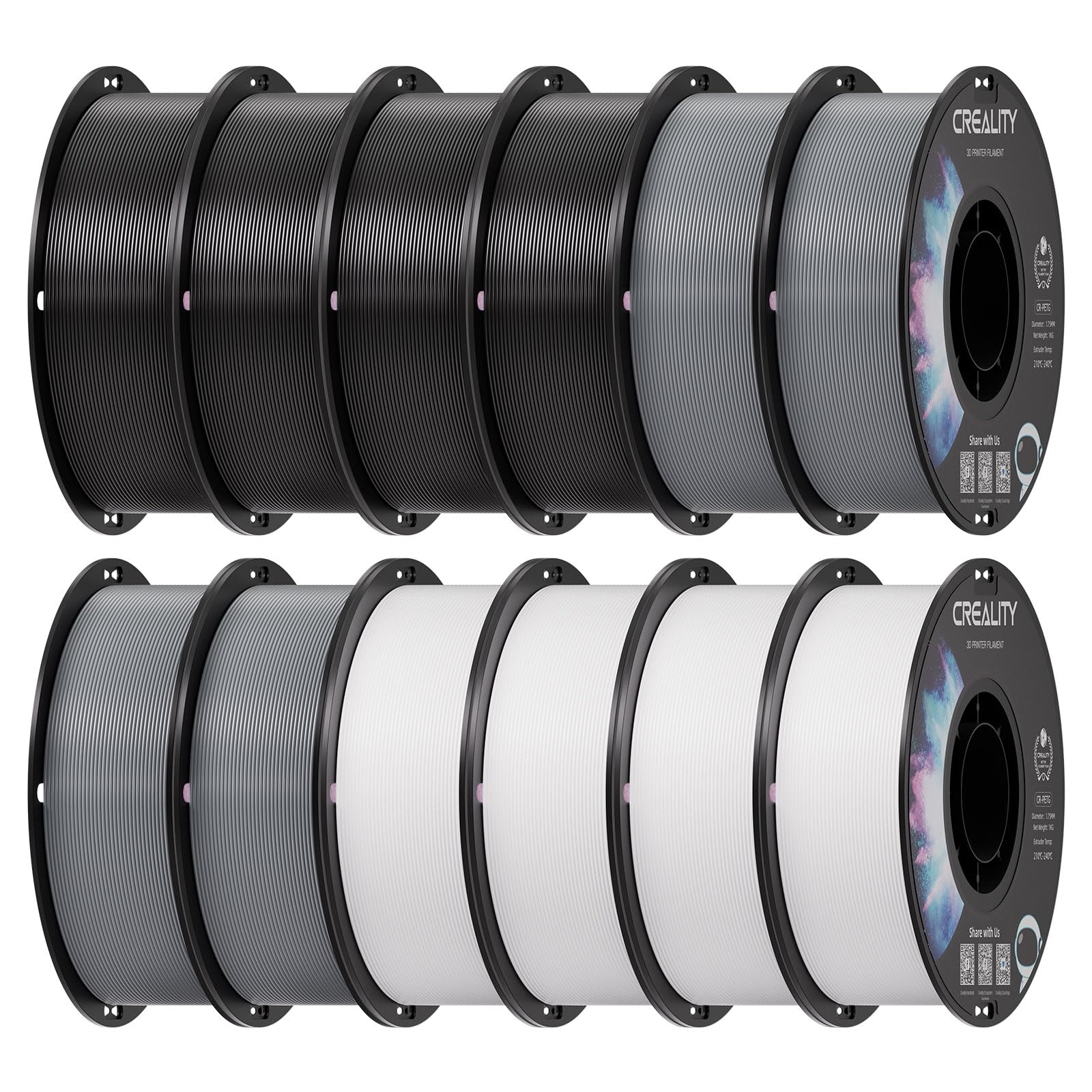 Creality PETG 3D Printer Filament 2 kg, Excellent Toughness High Precision, Odorless Non-Toxic Moistureproof, Glossy PETG Filame