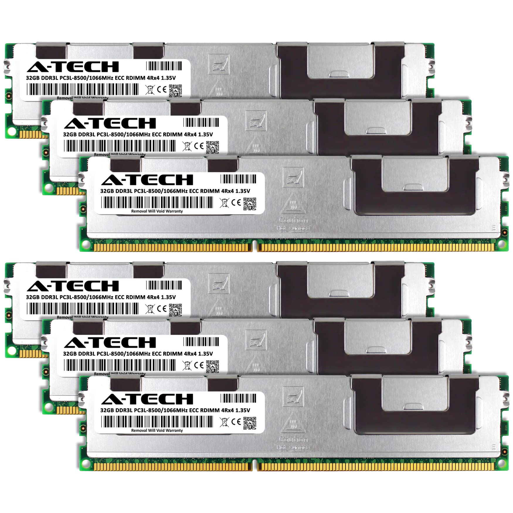 A Tech 192Gb Kit (6X32Gb) Ddr3/Ddr3L 1066Mhz Pc3L 8500R Ecc Rdimm 4Rx4 Quad Rank 1.35V Ecc Registered Dimm 240 Pin Server Ram Me