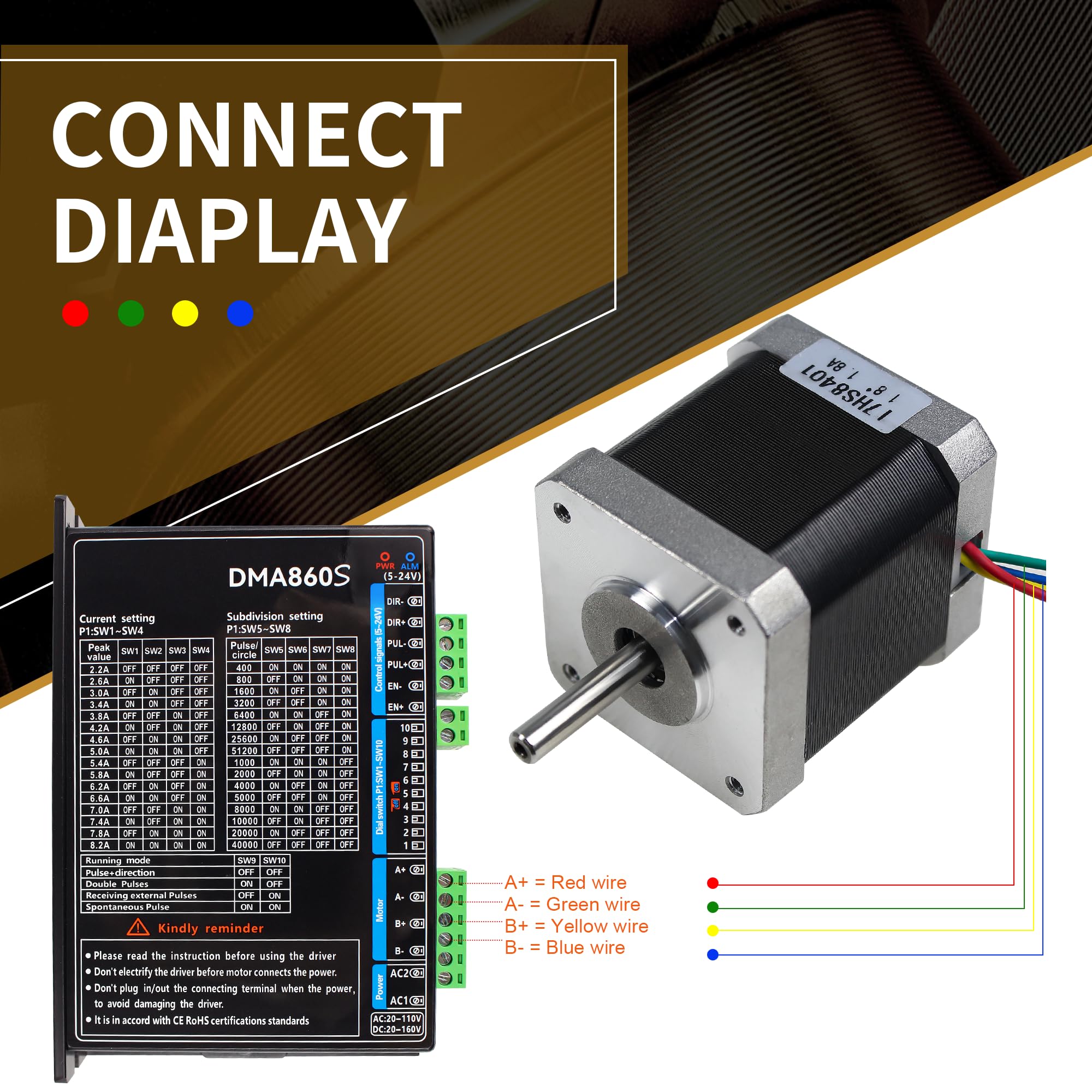 Cnctopbaos Nema17 Stepper Motor,78Oz In 48Mm 1.8A 1.8Degree,2 Phase High Torque Hybrid Cnc Stepper Motor,4 Lead Wire For Cnc Rou
