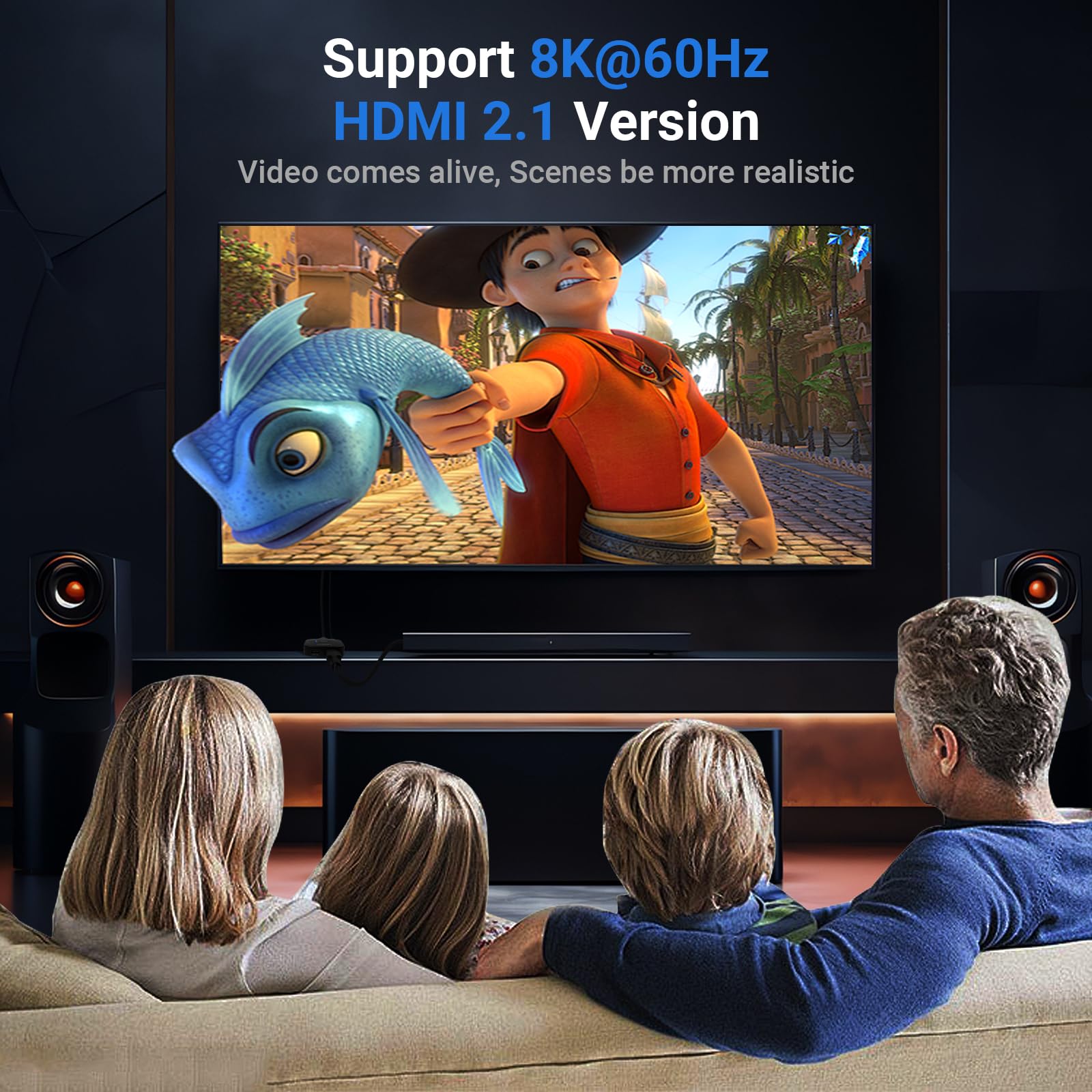 8K Hdmi 2.1 Switch 4K 120Hz Splitter, Bi Directional Switcher 2 In 1 Out Support 48Gbps 8K@60Hz 4K@144Hz For Ps5/Ps4,Hdtv,Xbox,F